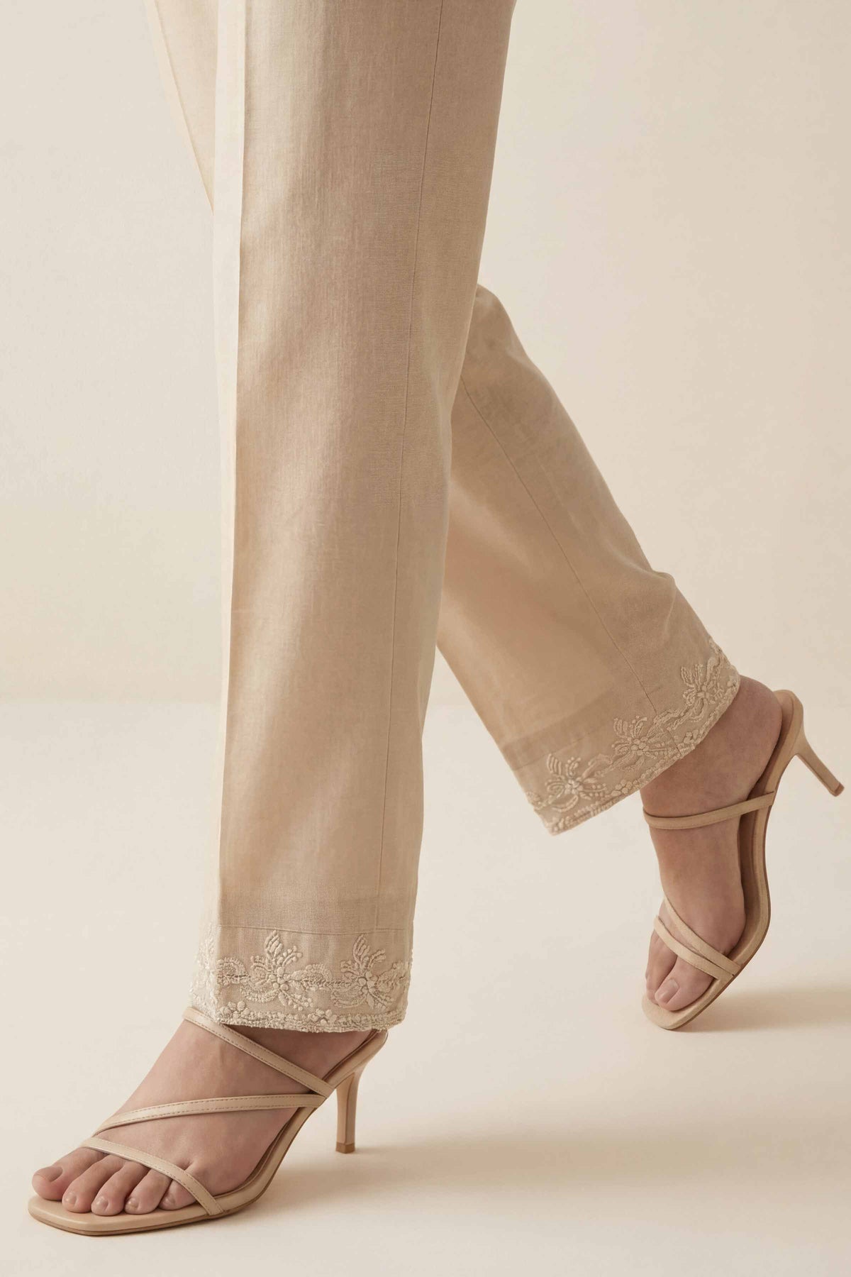 Embroidered Trousers - PE26-636 Beige Cambric 1PC Embroidered  Nishat Australia