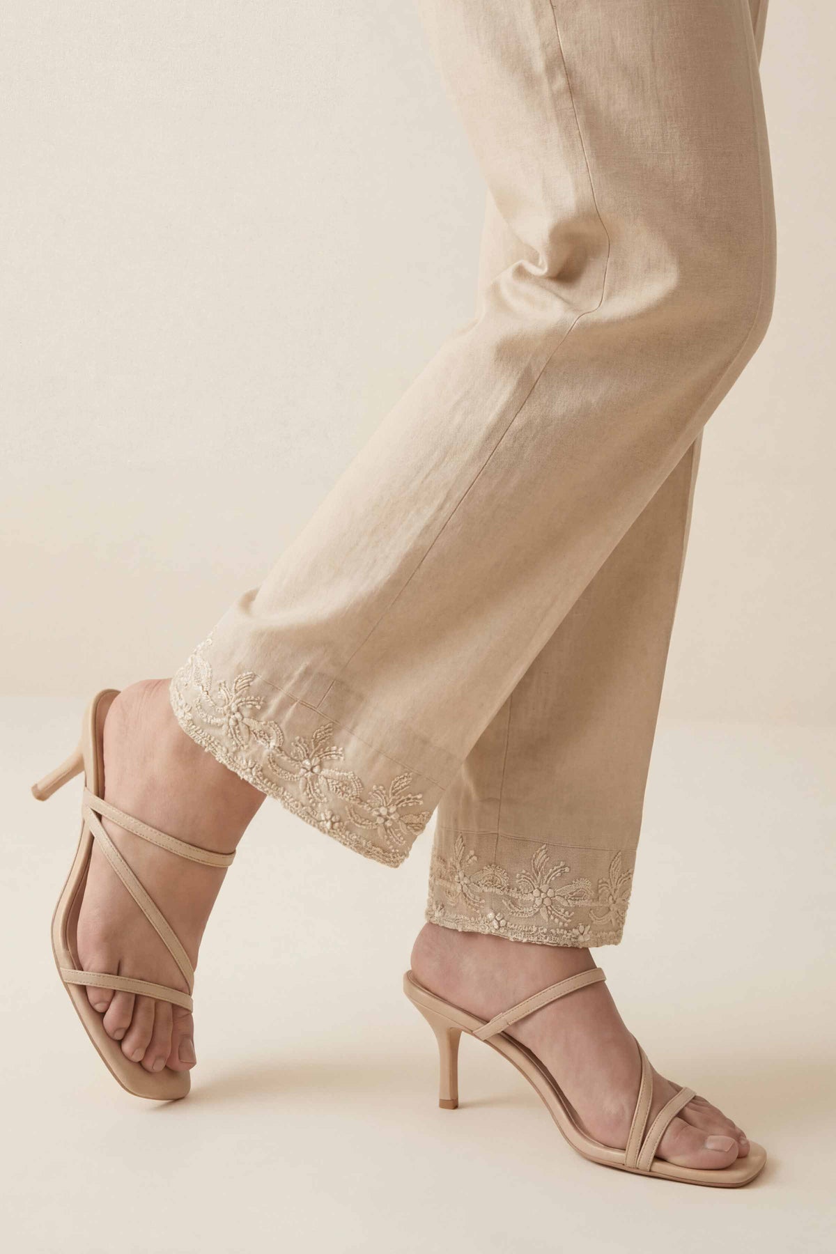 Embroidered Trousers - PE26-636 Beige Cambric 1PC Embroidered  Nishat Australia