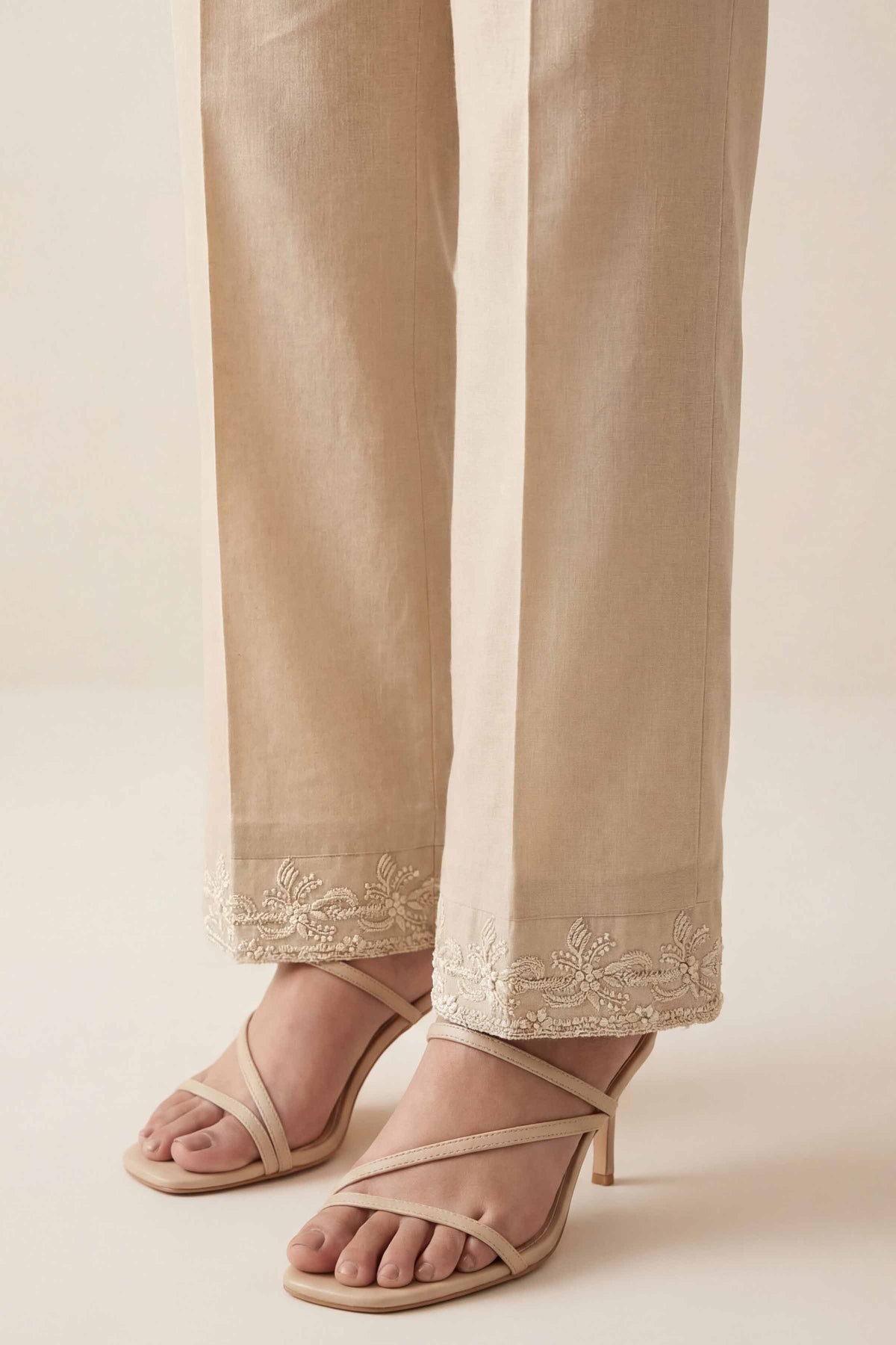 Embroidered Trousers - PE26-636 Beige Cambric 1PC Embroidered  Nishat Australia