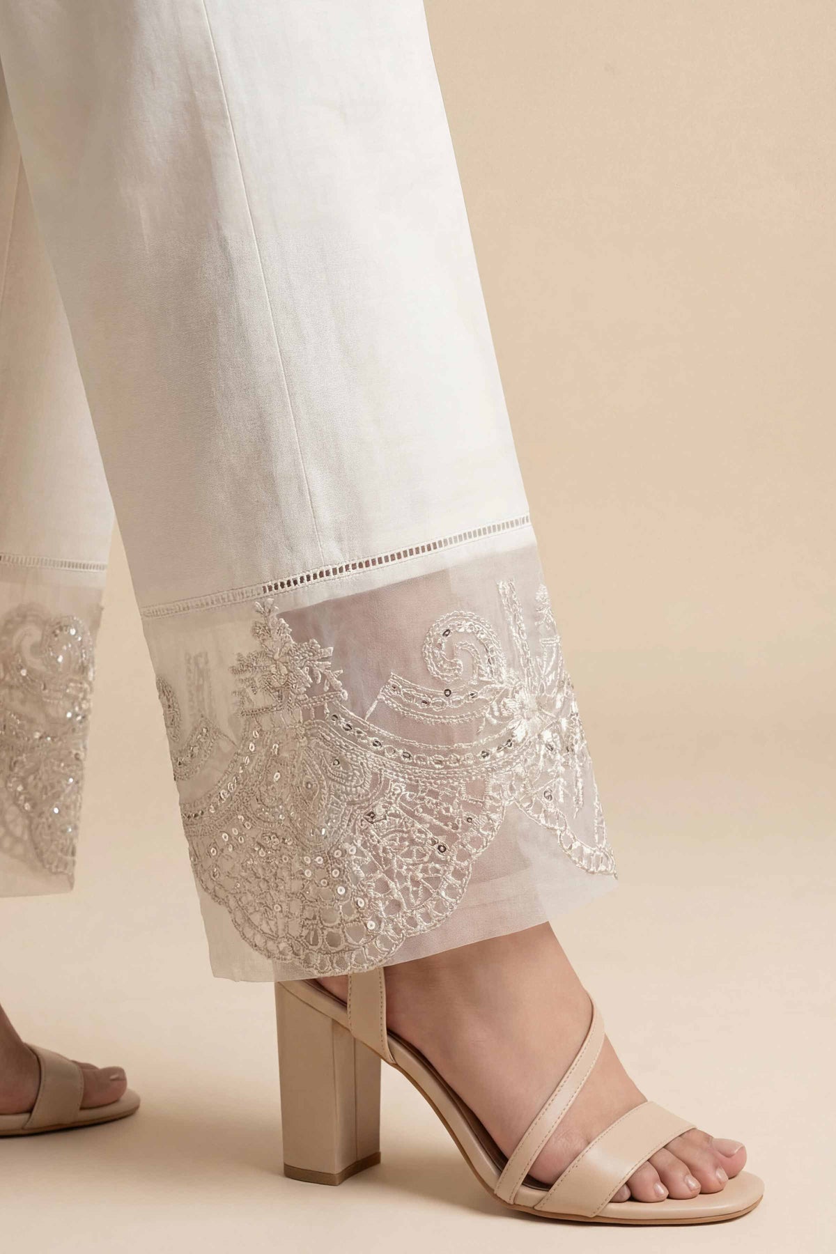 Embroidered Trousers - PE26-638 White Cambric 1PC Embroidered  Nishat Australia