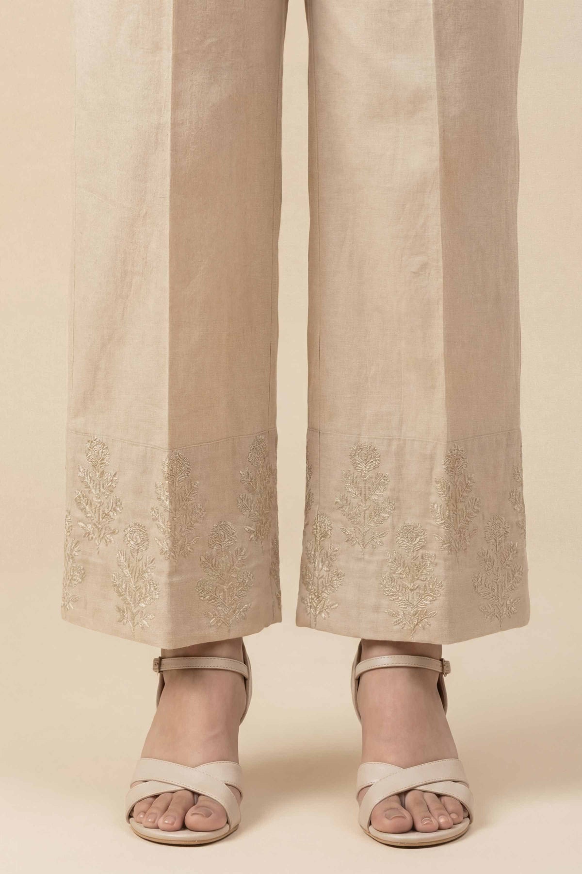Embroidered Trousers - PE26-640 Beige Cambric 1PC Embroidered  Nishat Australia