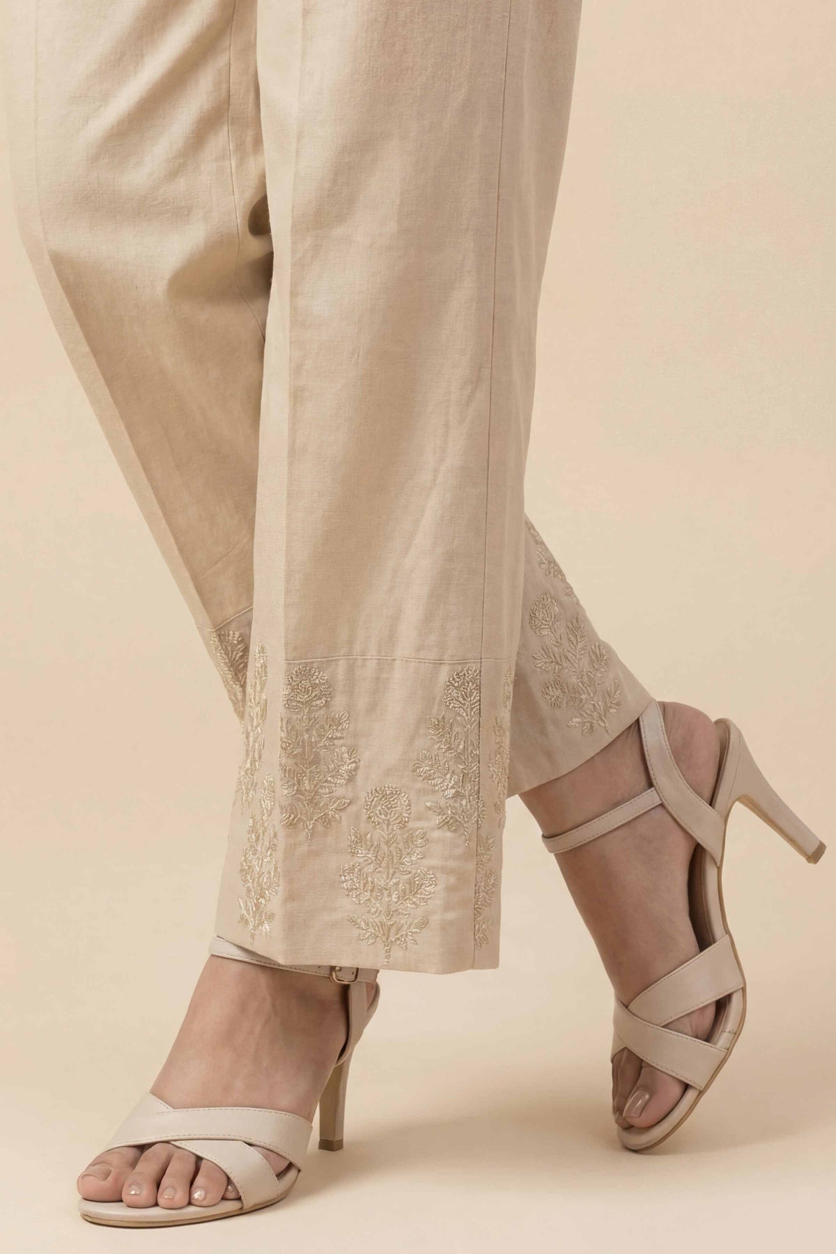 Embroidered Trousers - PE26-640 Beige Cambric 1PC Embroidered  Nishat Australia