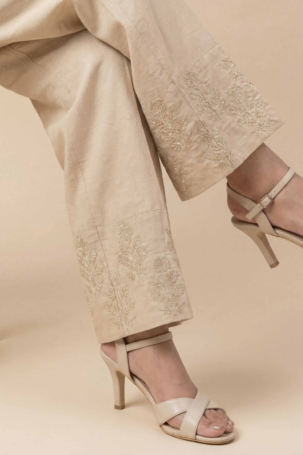 Embroidered Trousers - PE26-640 Beige Cambric 1PC Embroidered  Nishat Australia