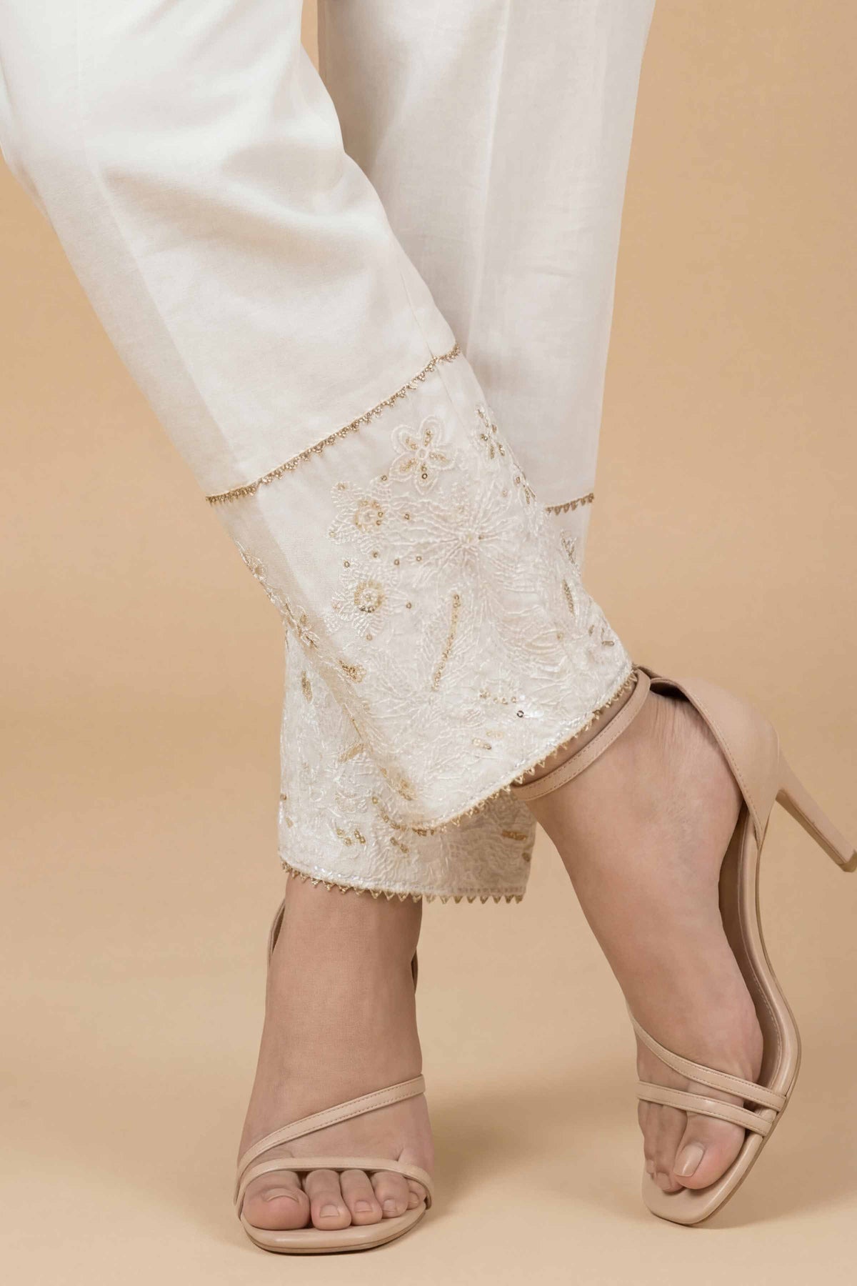 Embroidered Trousers - PE26-642 White Cambric 1PC Embroidered  Nishat Australia