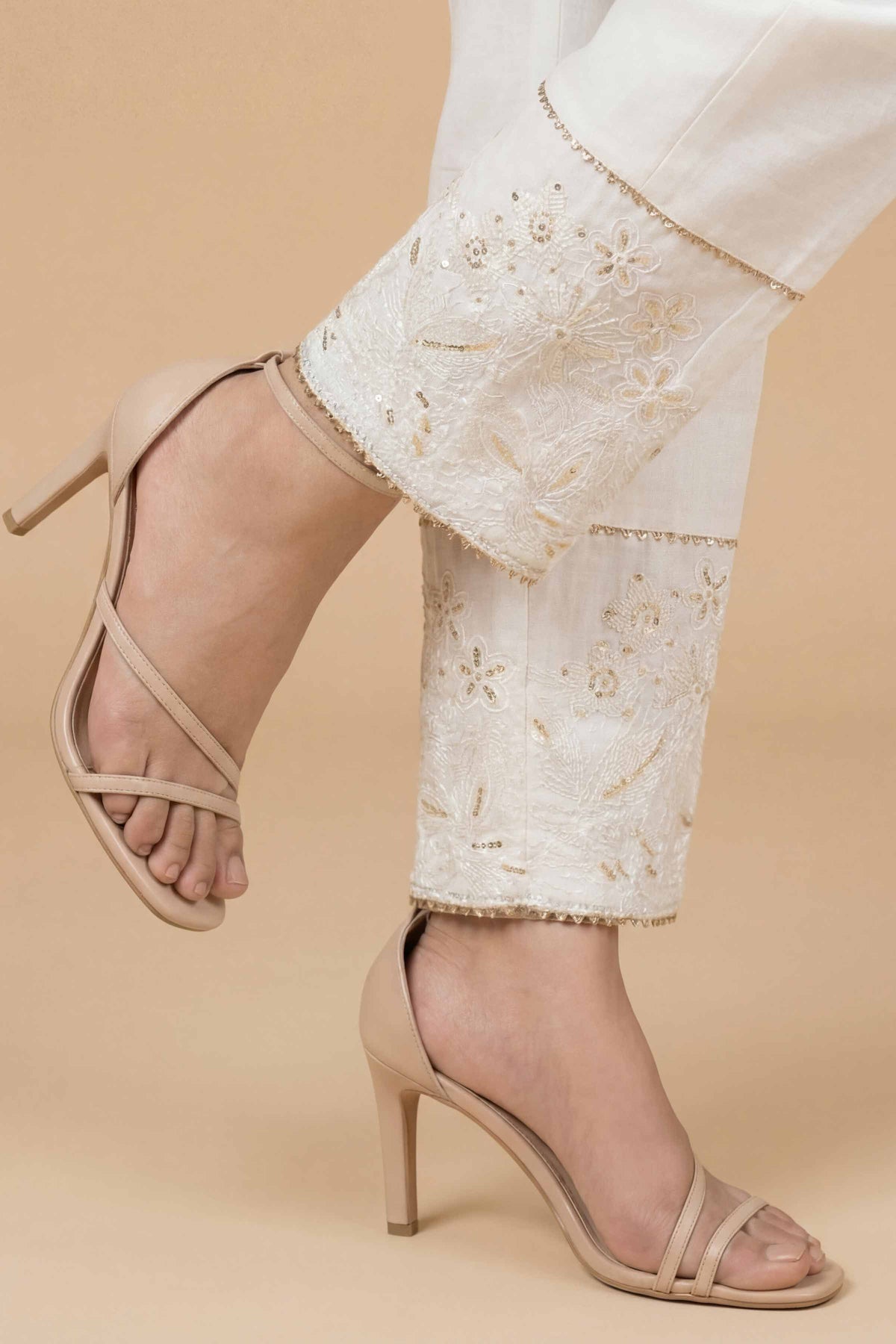 Embroidered Trousers - PE26-642 White Cambric 1PC Embroidered  Nishat Australia
