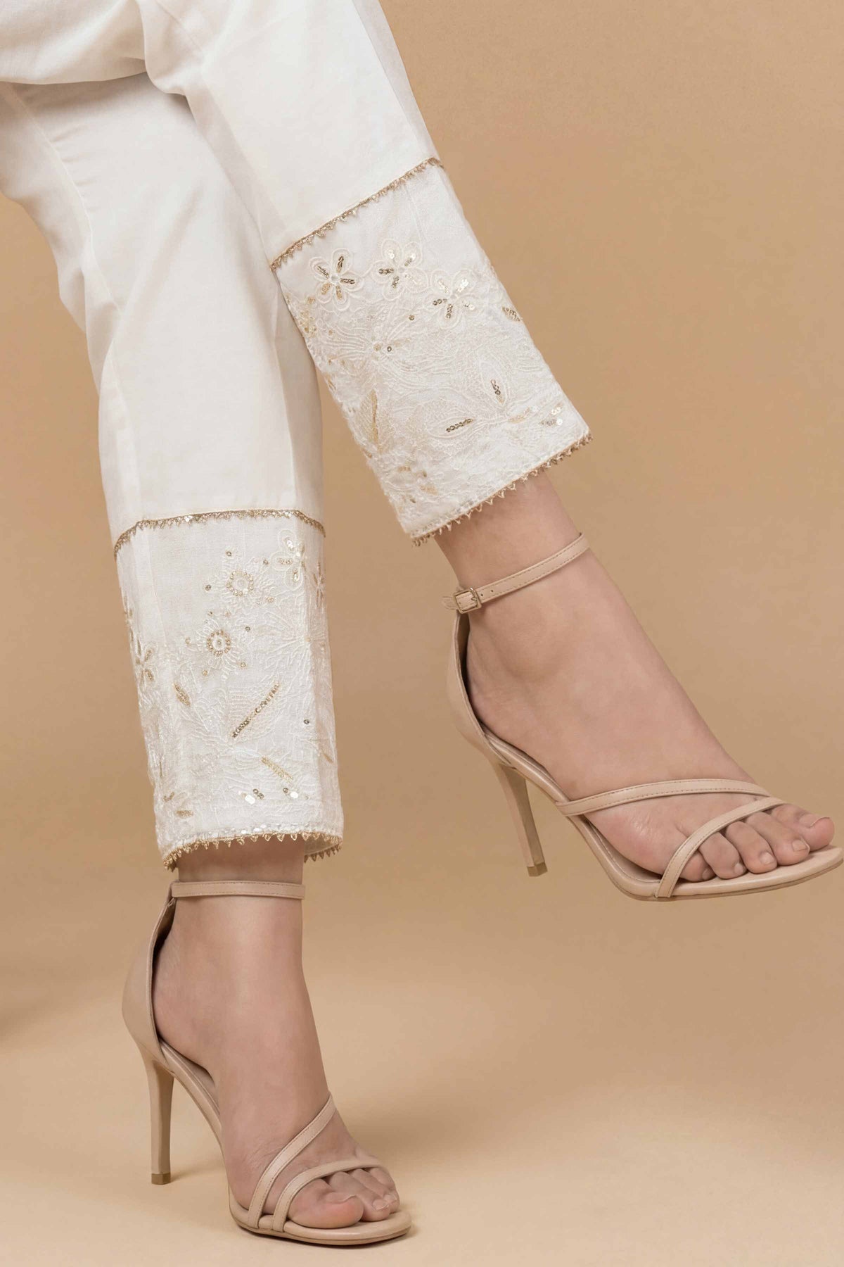 Embroidered Trousers - PE26-642 White Cambric 1PC Embroidered  Nishat Australia