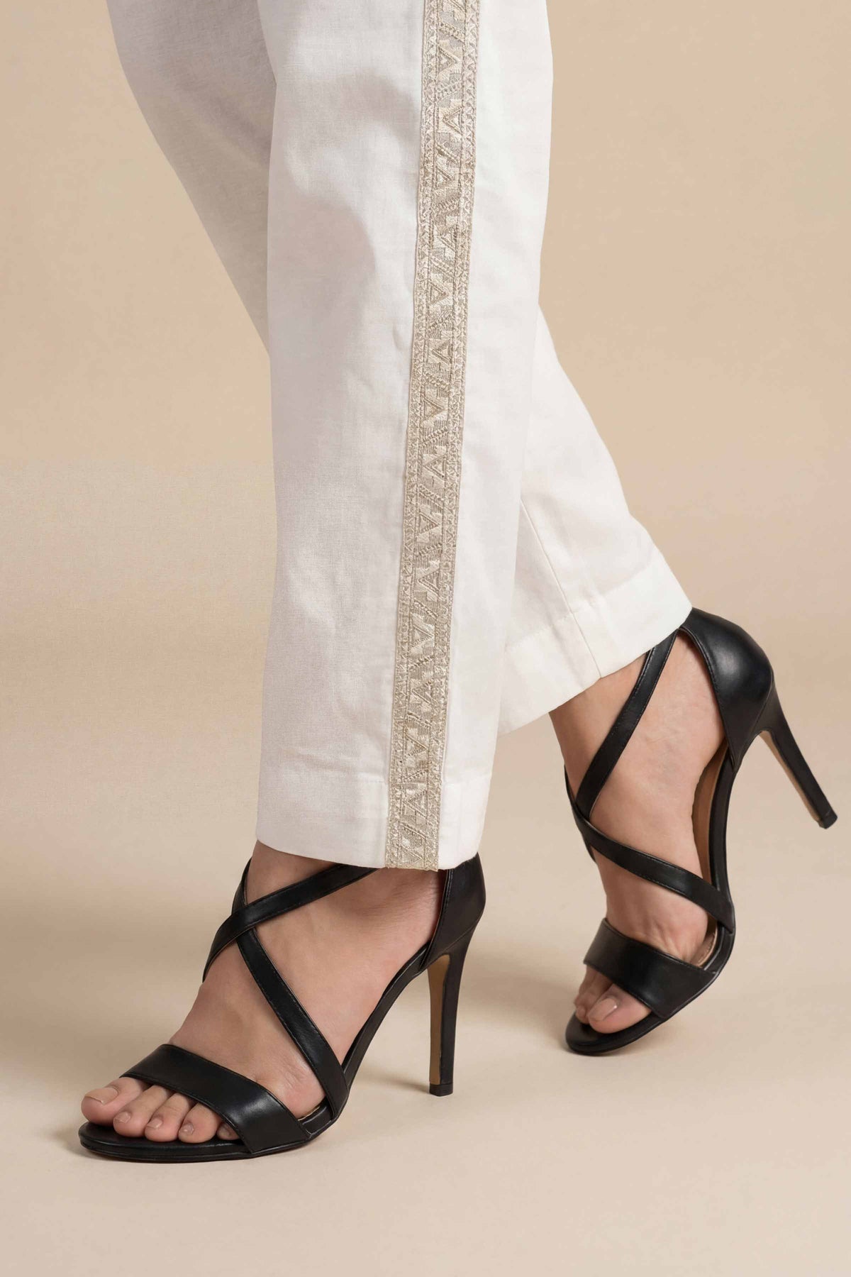 Embroidered Trousers - PE26-646 White Cambric 1PC Embroidered  Nishat Australia