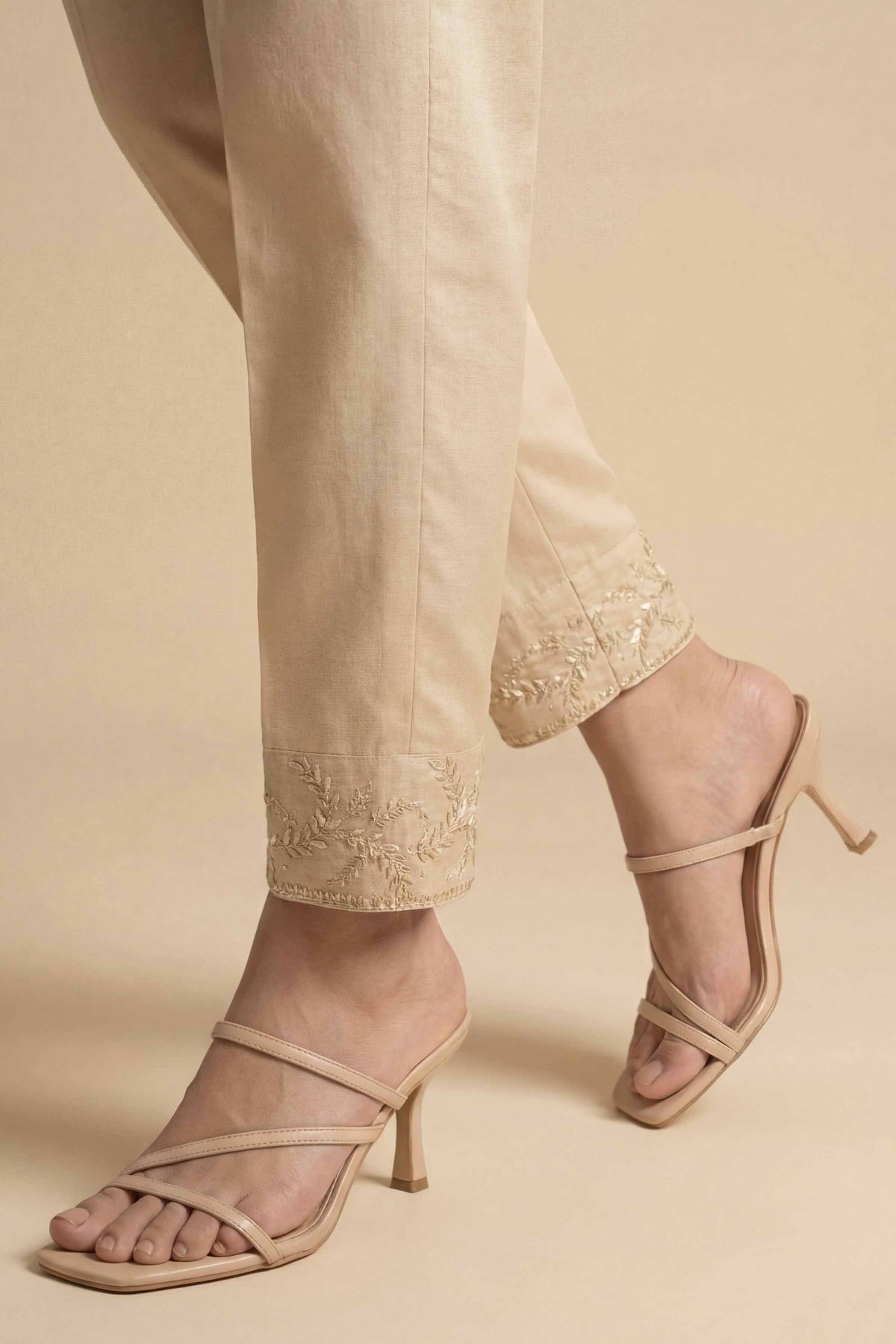 Embroidered Trousers - PE26-648 Beige Cambric 1PC Embroidered  Nishat Australia