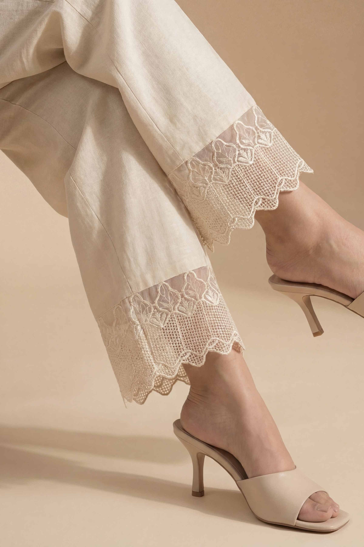 Embroidered Trousers - PE26-649 Beige Cambric 1PC Embroidered  Nishat Australia