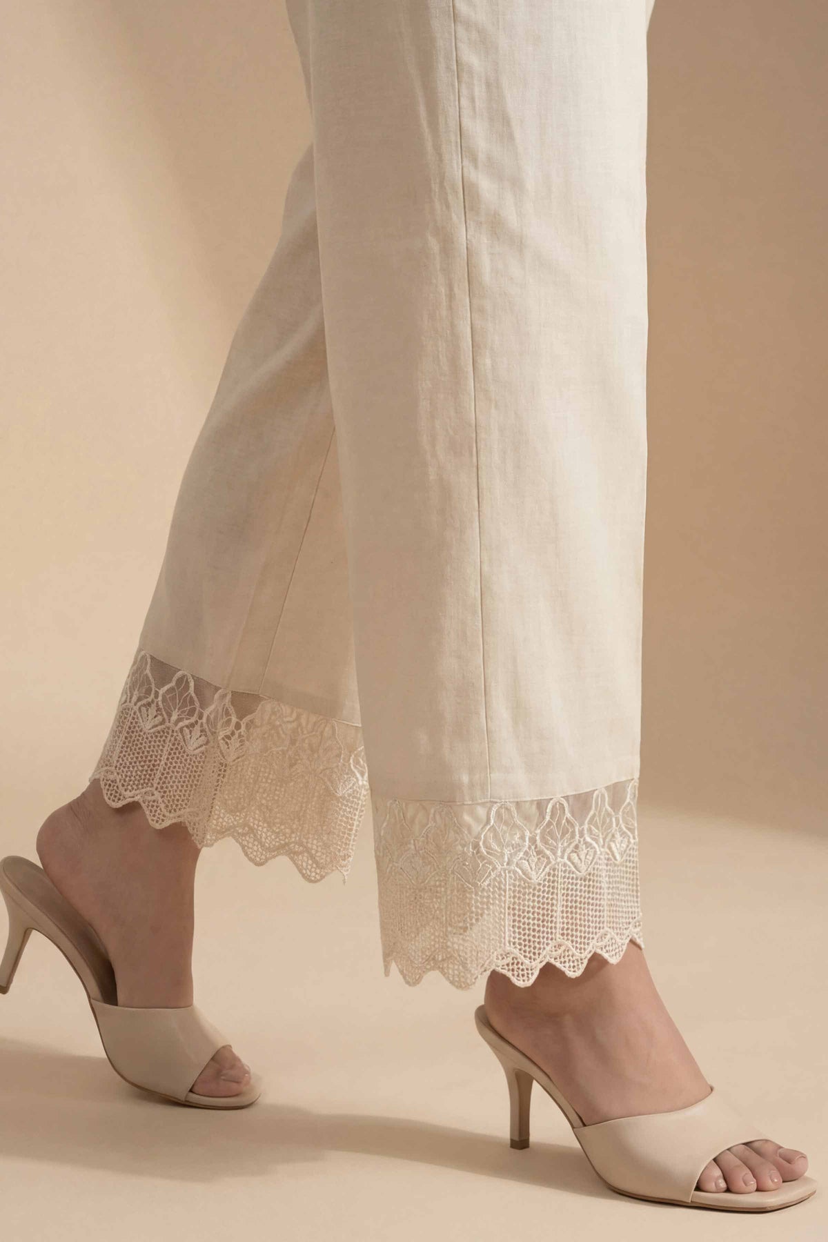 Embroidered Trousers - PE26-649 Beige Cambric 1PC Embroidered  Nishat Australia
