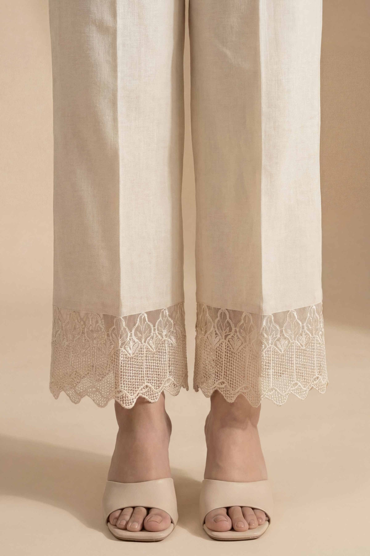 Embroidered Trousers - PE26-649 Beige Cambric 1PC Embroidered  Nishat Australia