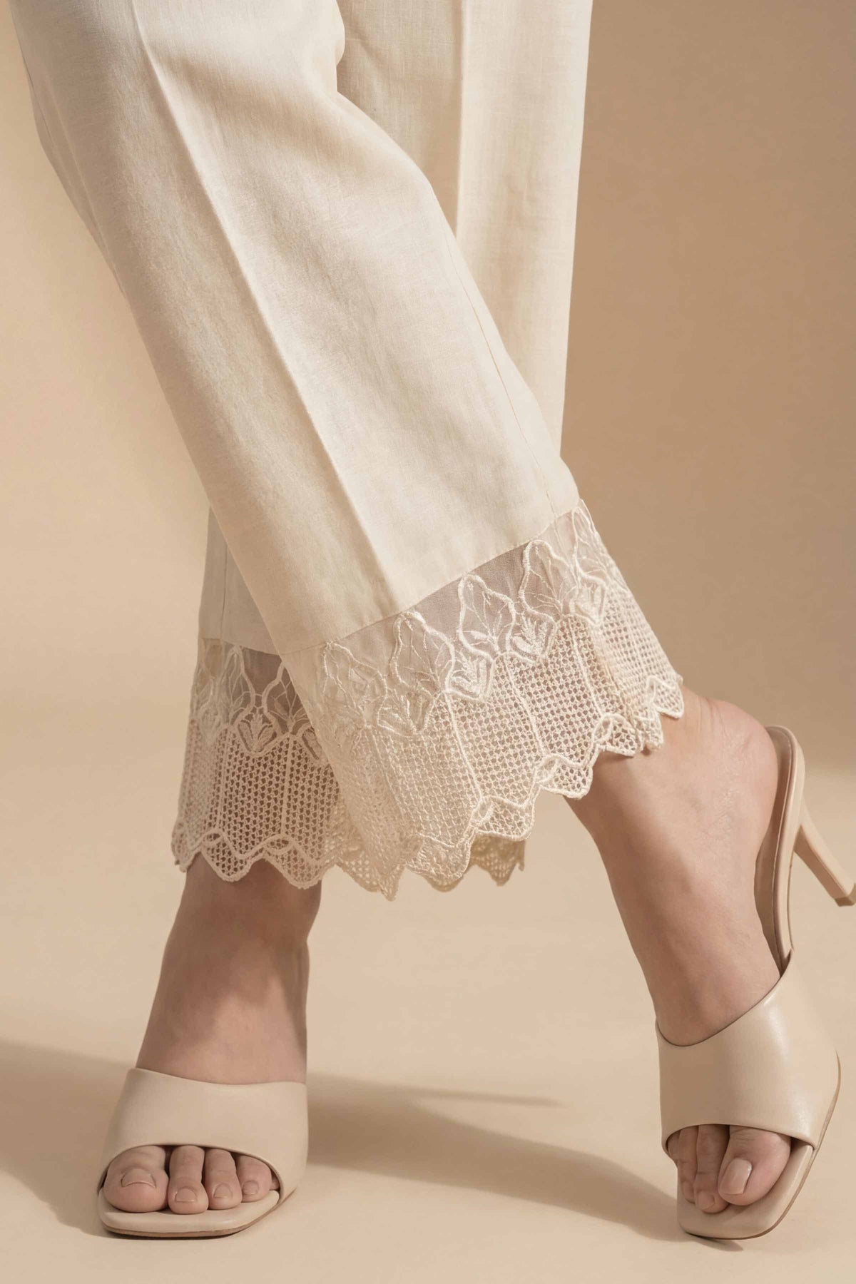 Embroidered Trousers - PE26-649 Beige Cambric 1PC Embroidered  Nishat Australia