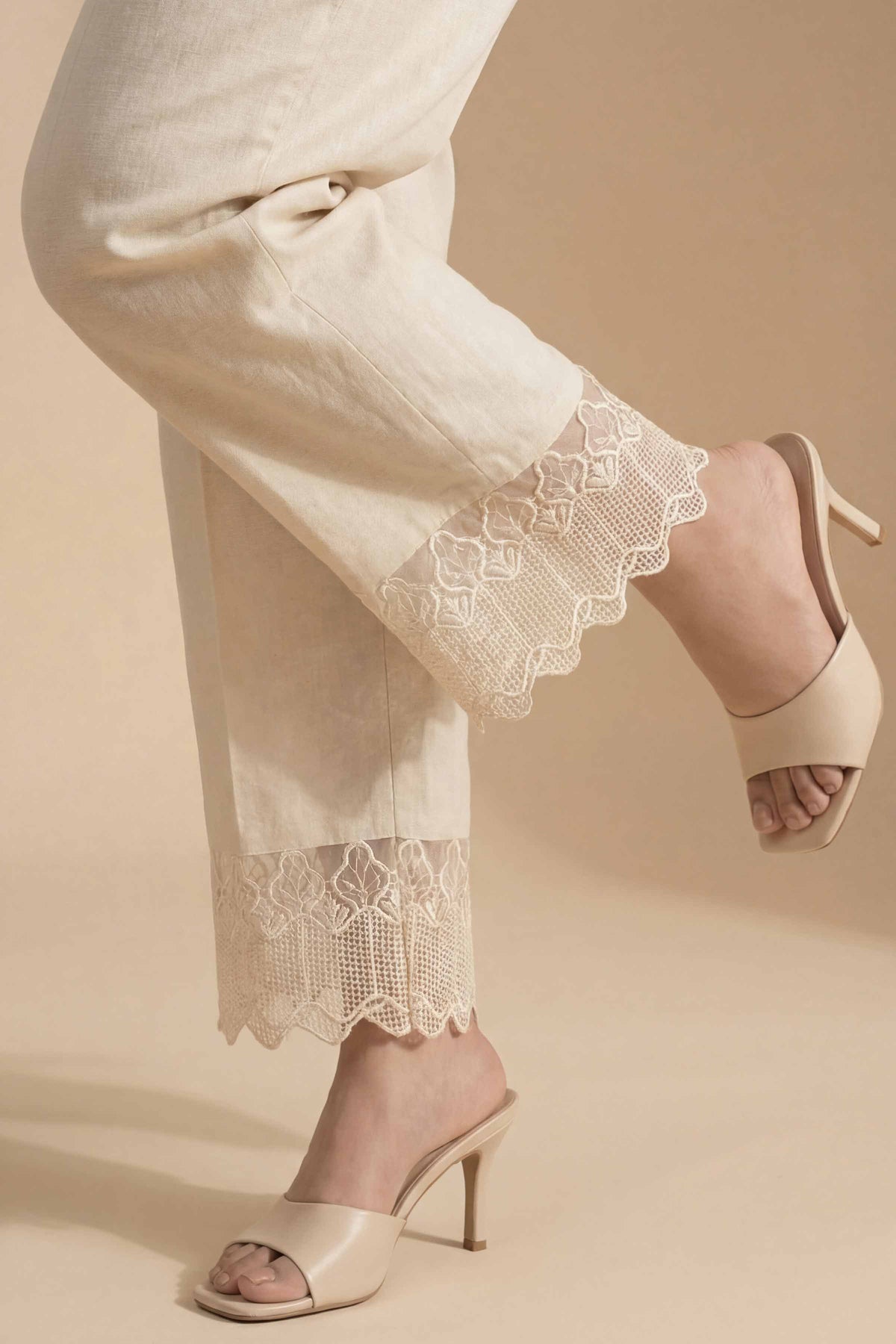 Embroidered Trousers - PE26-649 Beige Cambric 1PC Embroidered  Nishat Australia