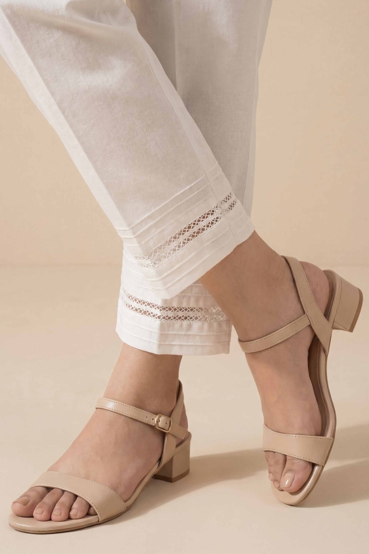 Solid Trousers - PE26-654 White Cambric 1PC Solids  Nishat Australia