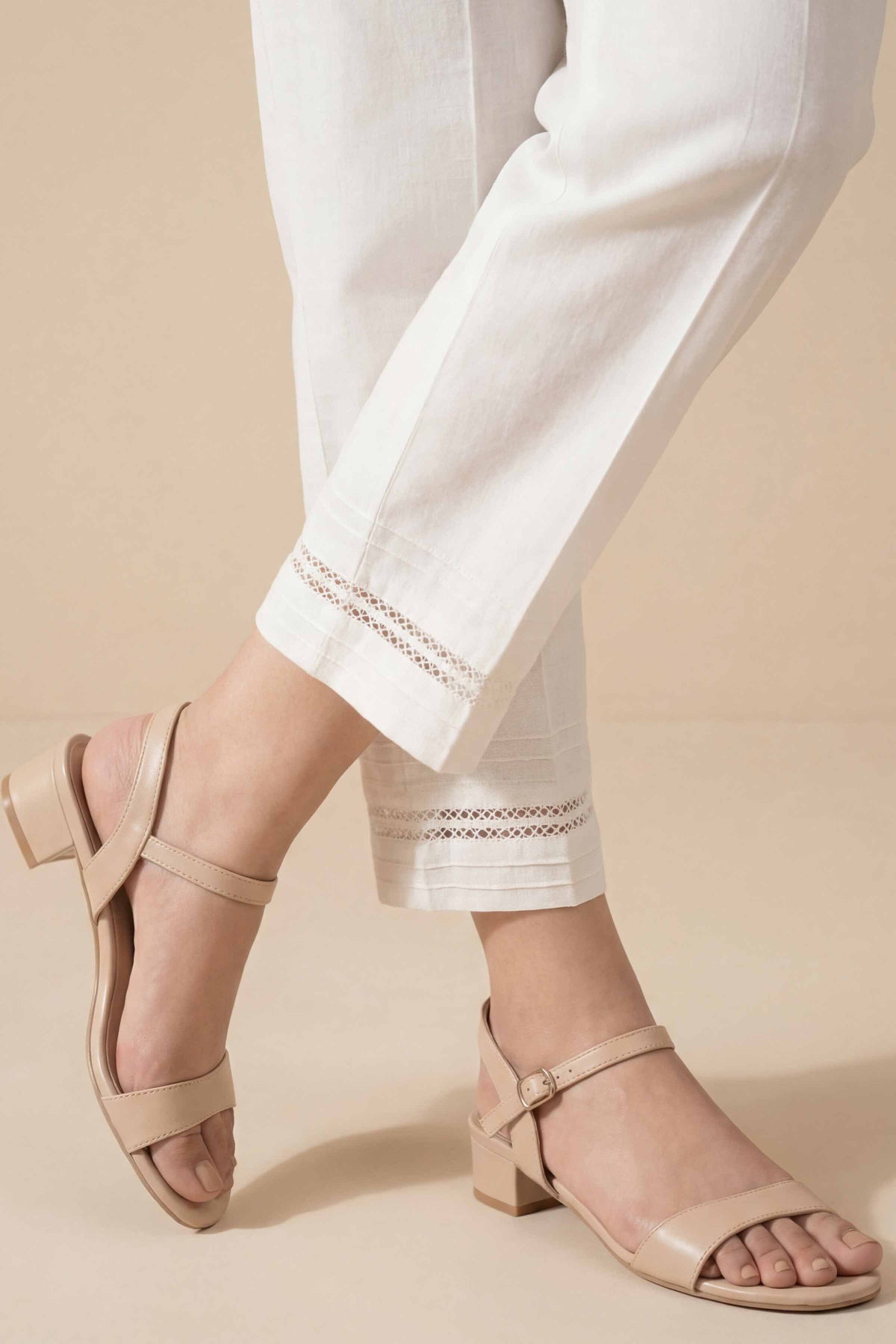 Solid Trousers - PE26-654 White Cambric 1PC Solids  Nishat Australia