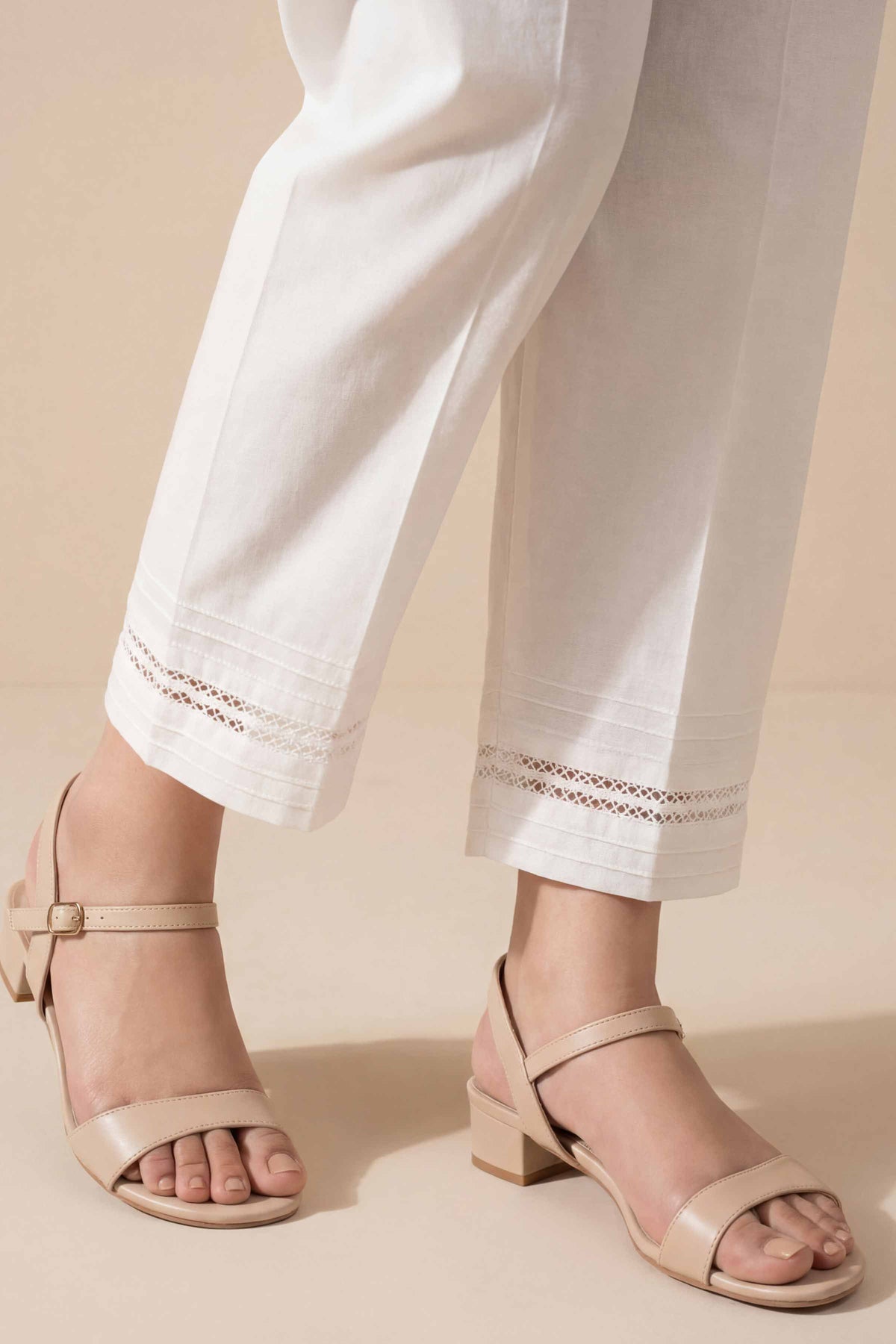 Solid Trousers - PE26-654 White Cambric 1PC Solids  Nishat Australia