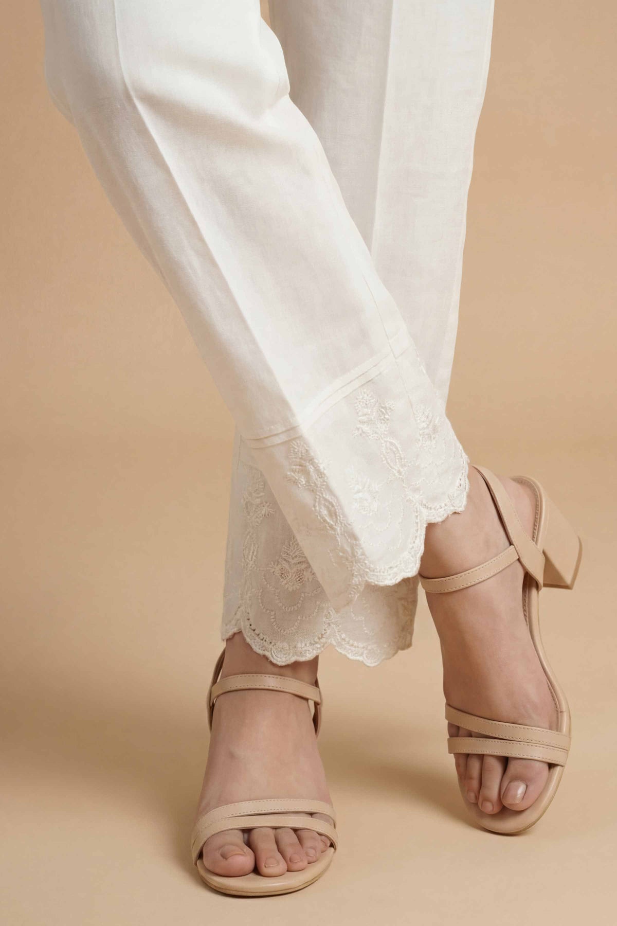 Embroidered Trousers - PE26-655 White Cambric 1PC Embroidered  Nishat Australia
