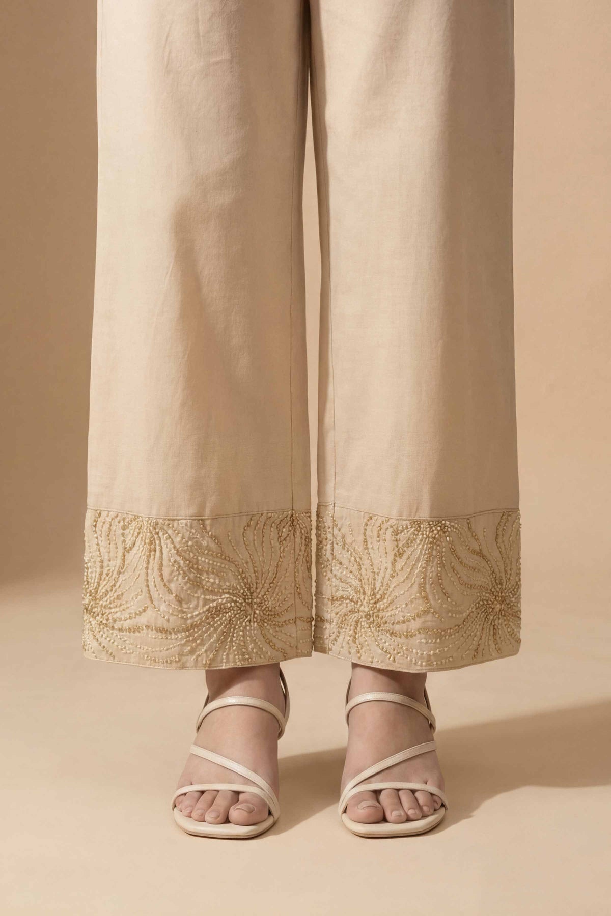 Embroidered Trousers - PE26-661 Beige Cambric 1PC Embroidered  Nishat Australia