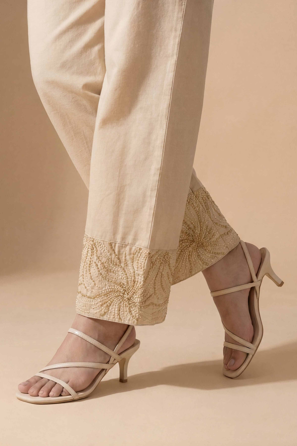 Embroidered Trousers - PE26-661 Beige Cambric 1PC Embroidered  Nishat Australia