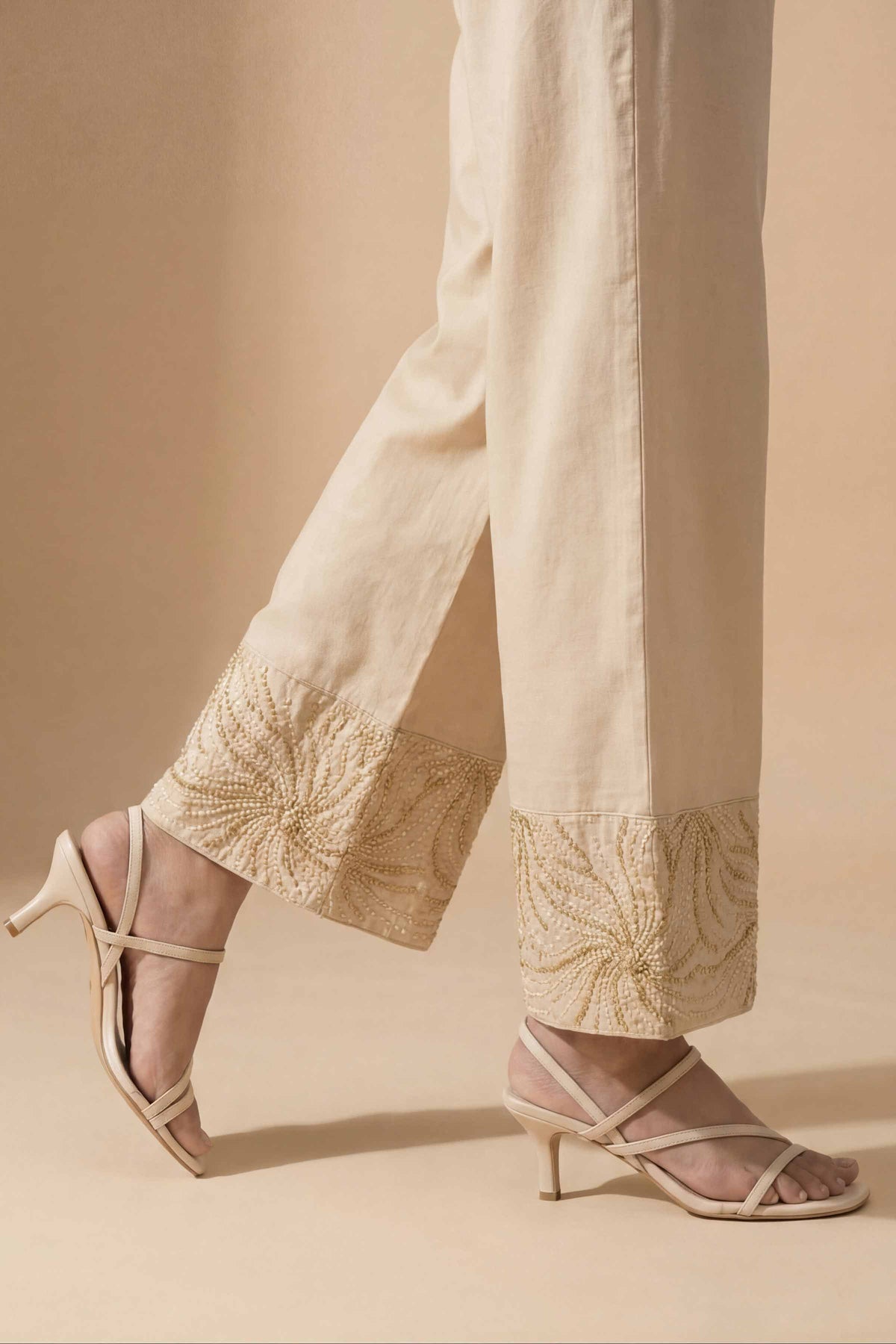 Embroidered Trousers - PE26-661 Beige Cambric 1PC Embroidered  Nishat Australia