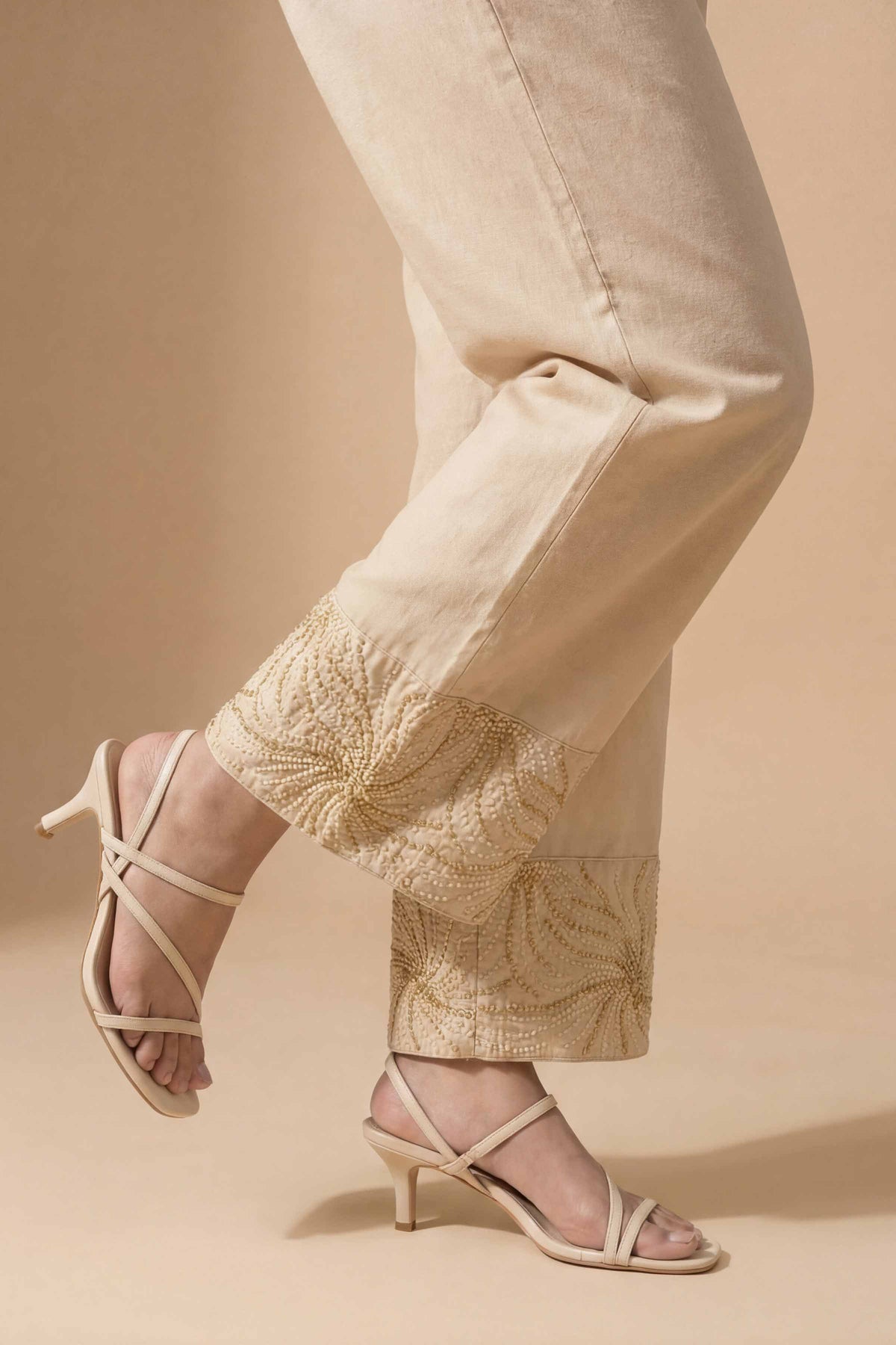 Embroidered Trousers - PE26-661 Beige Cambric 1PC Embroidered  Nishat Australia
