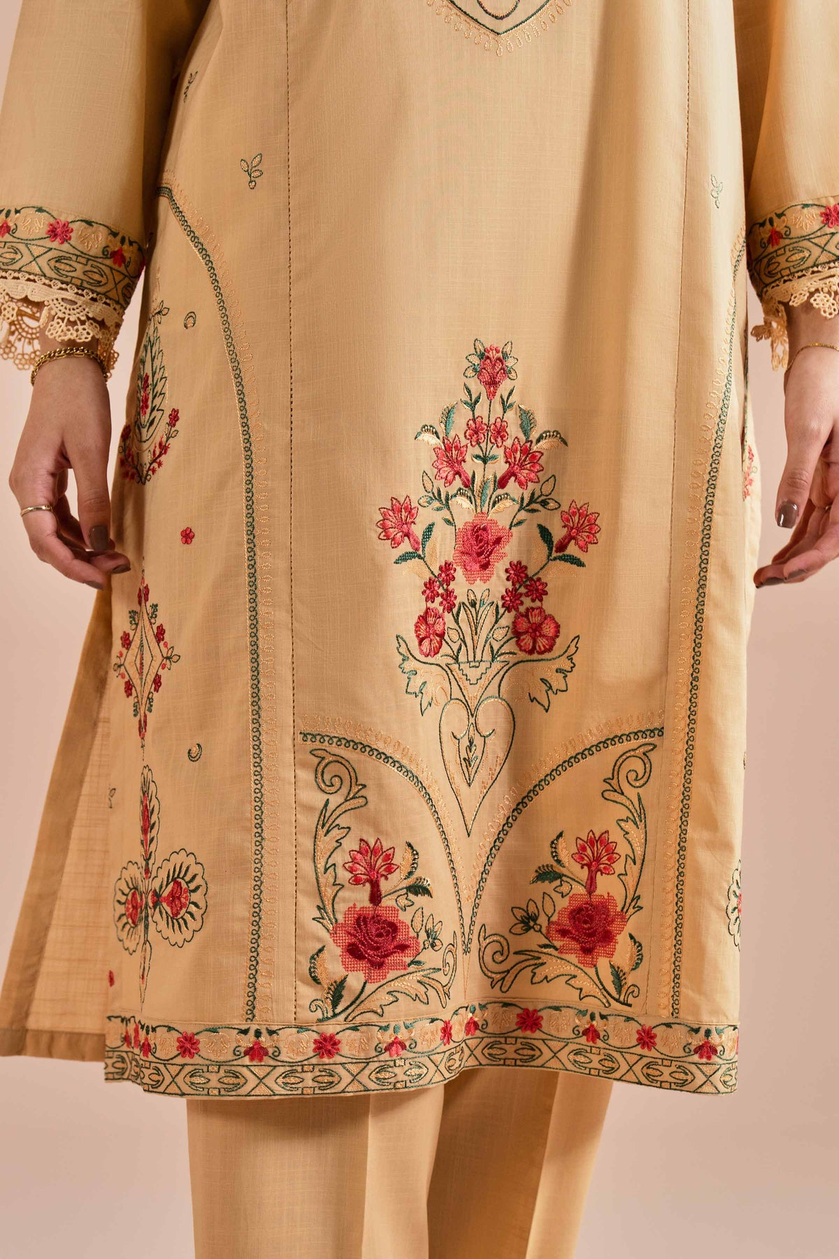 3 Piece - Embroidered Suit - PE26-67 Yellow Cross Hatch 3PC Embroidered  Nishat Australia