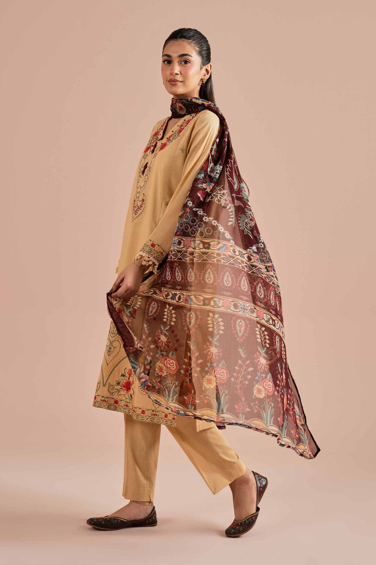 3 Piece - Embroidered Suit - PE26-67 Yellow Cross Hatch 3PC Embroidered  Nishat Australia