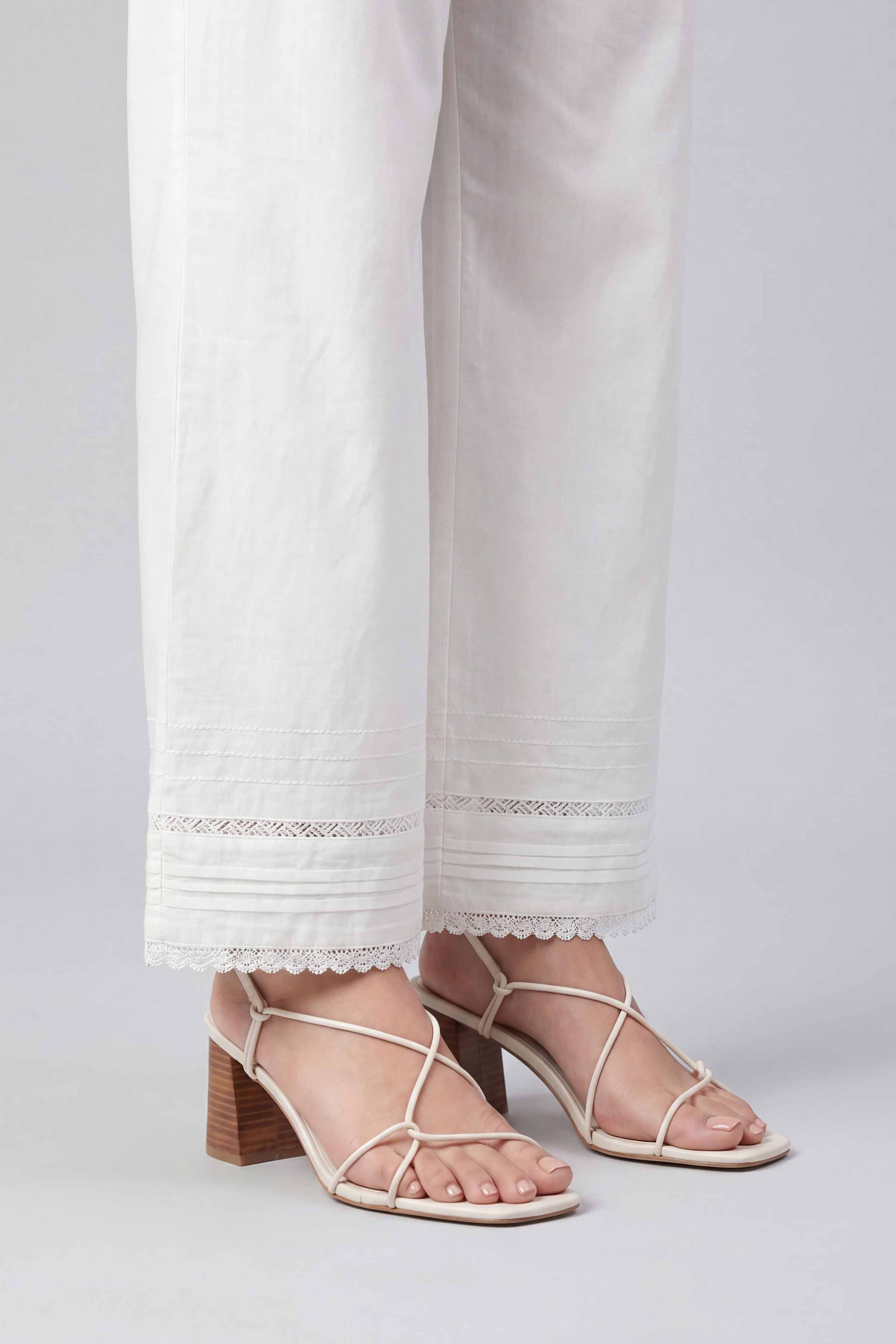 Solid Trousers - PE26-671 White Cambric 1PC Solids Nishat Australia