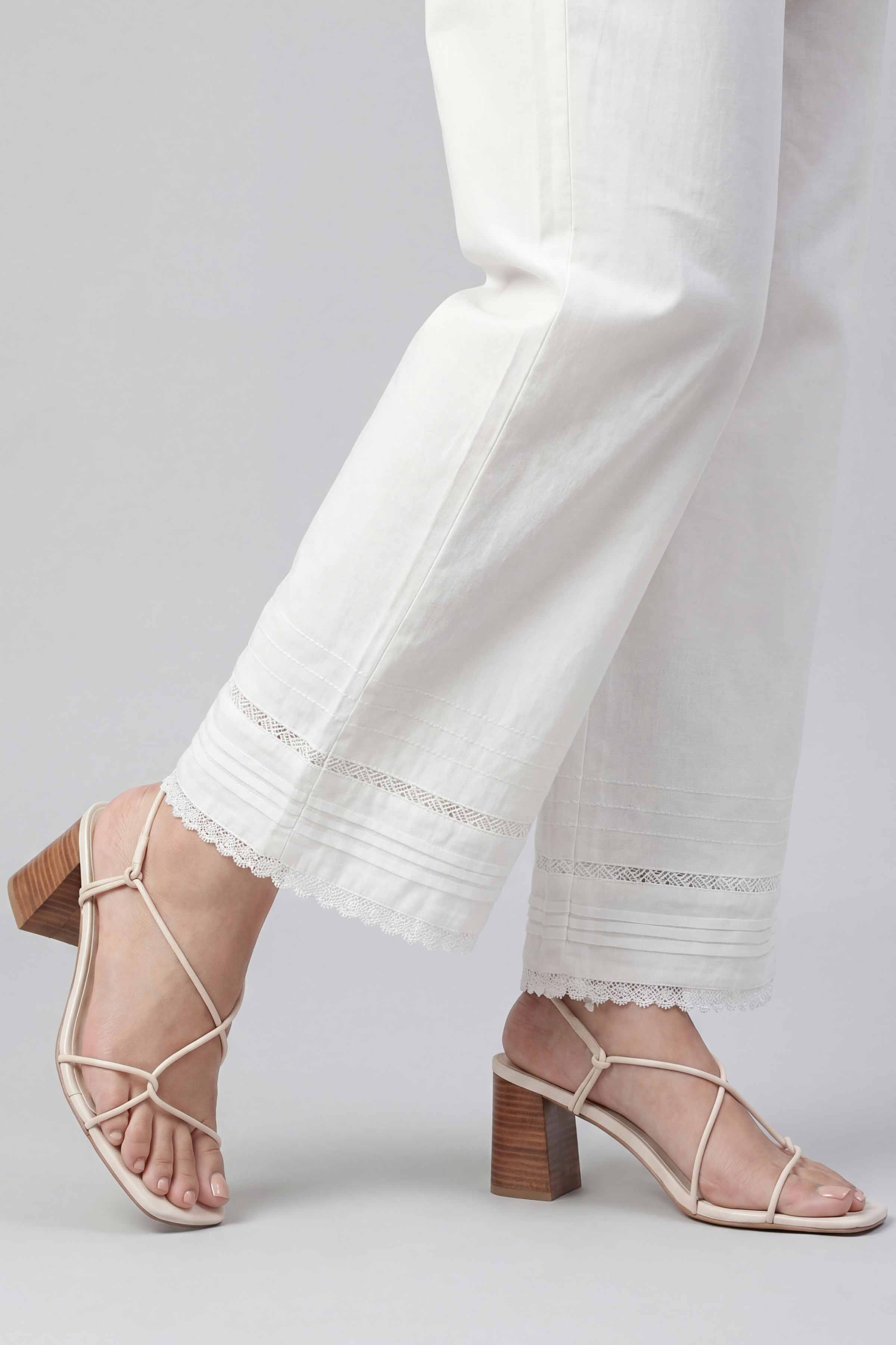 Solid Trousers - PE26-671 White Cambric 1PC Solids Nishat Australia