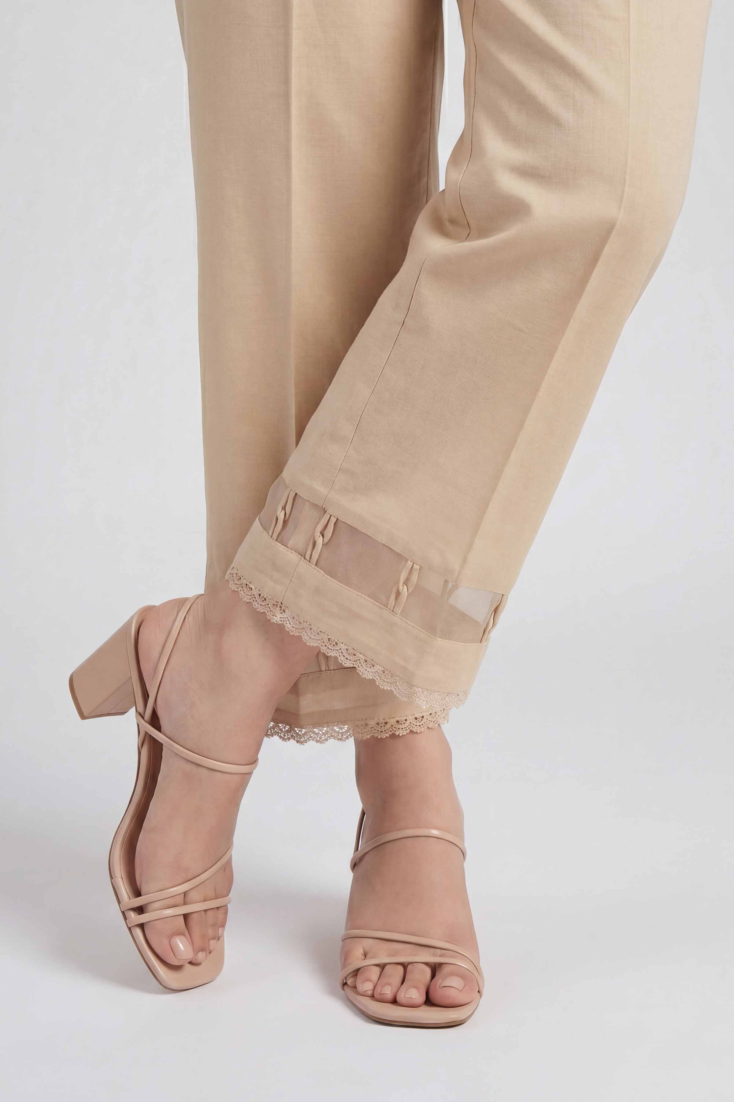 Solid Trousers - PE26-673 Beige Cambric 1PC Solids Nishat Australia