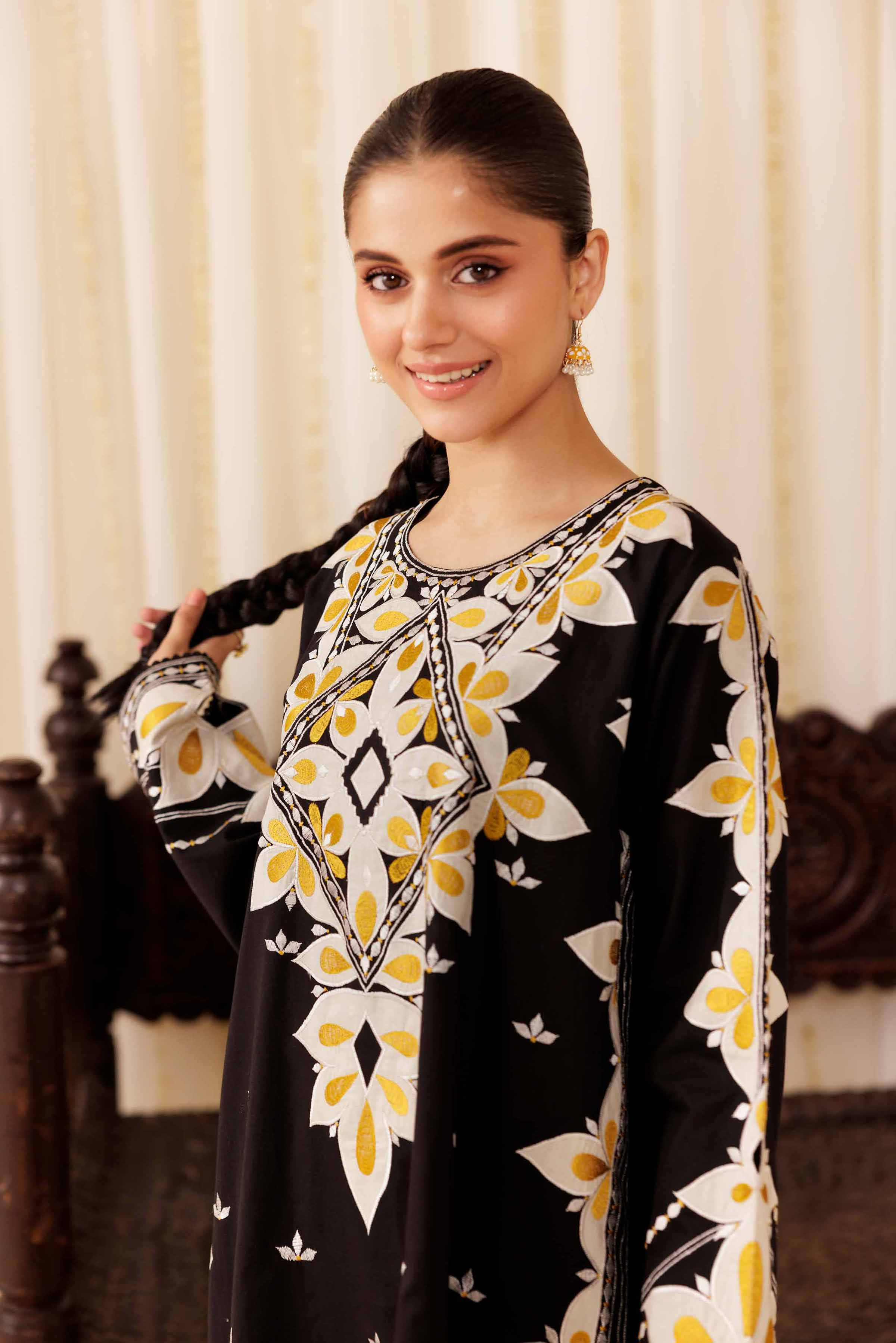2 Piece - Embroidered Suit - PFE25-33 READY TO WEAR Black Cambric 2PC Embroidered