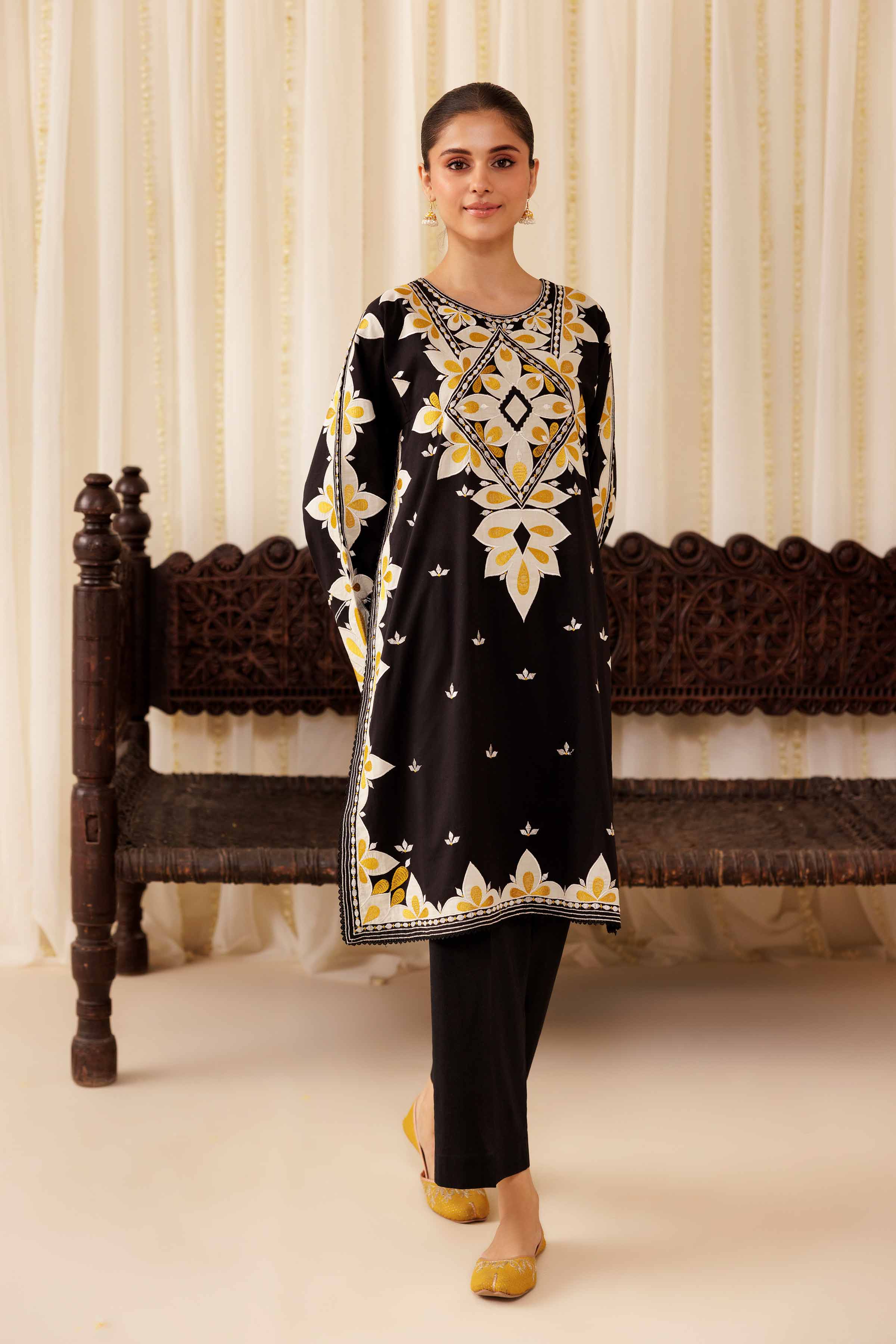 2 Piece - Embroidered Suit - PFE25-33 READY TO WEAR Black Cambric 2PC Embroidered