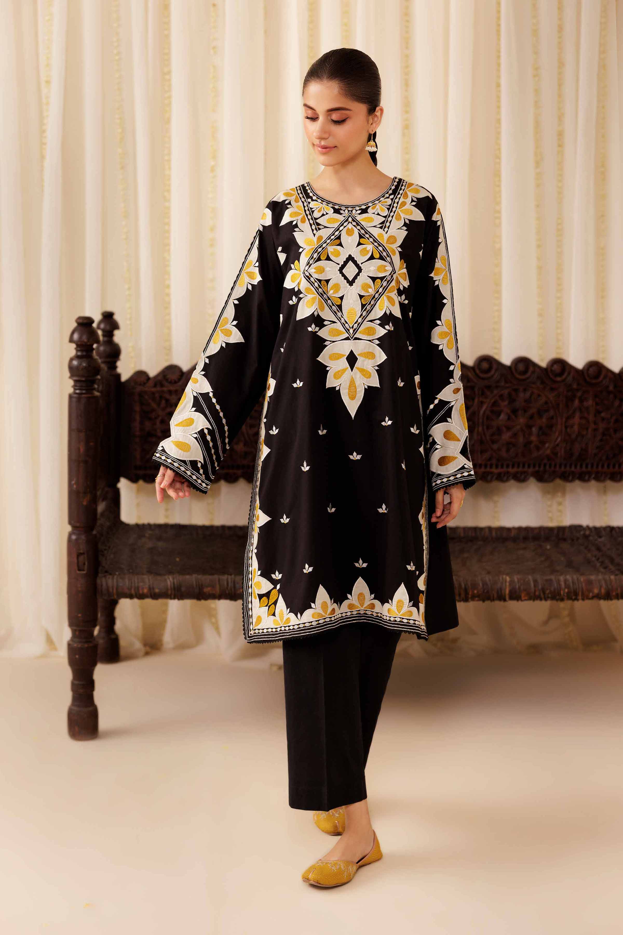 2 Piece - Embroidered Suit - PFE25-33 READY TO WEAR Black Cambric 2PC Embroidered