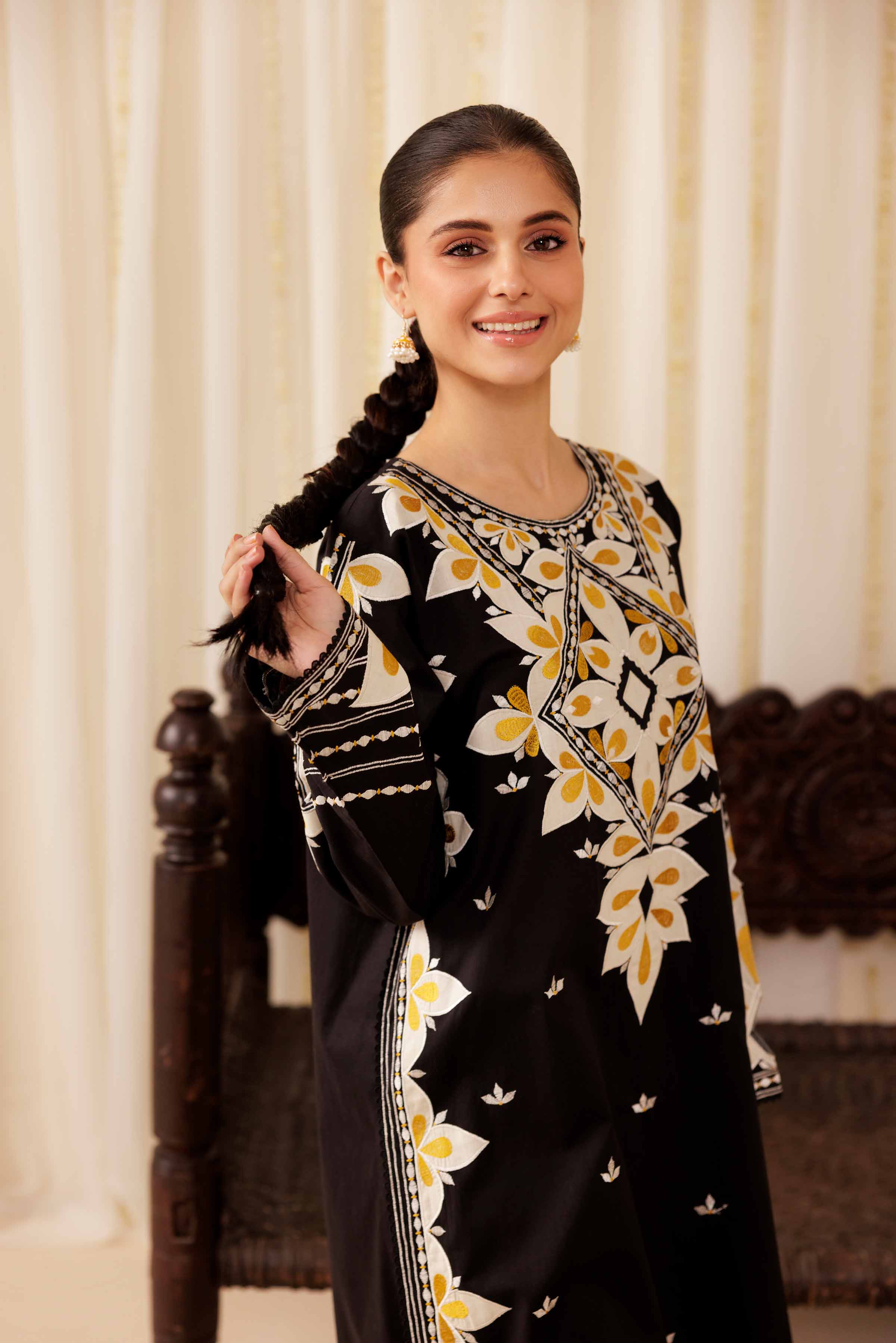2 Piece - Embroidered Suit - PFE25-33 READY TO WEAR Black Cambric 2PC Embroidered