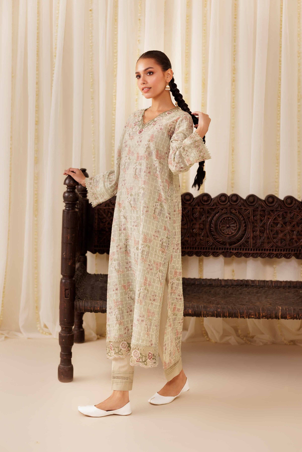 2 Piece - Embroidered Suit - PFE25-38 Green Silk 2PC Embroidered Nishat Australia