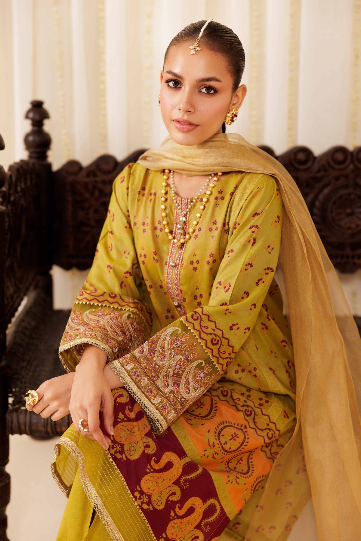 3 Piece - Printed Embroidered Suit - PFE25-40 Green Viscose 3PC Embroidered Nishat Australia