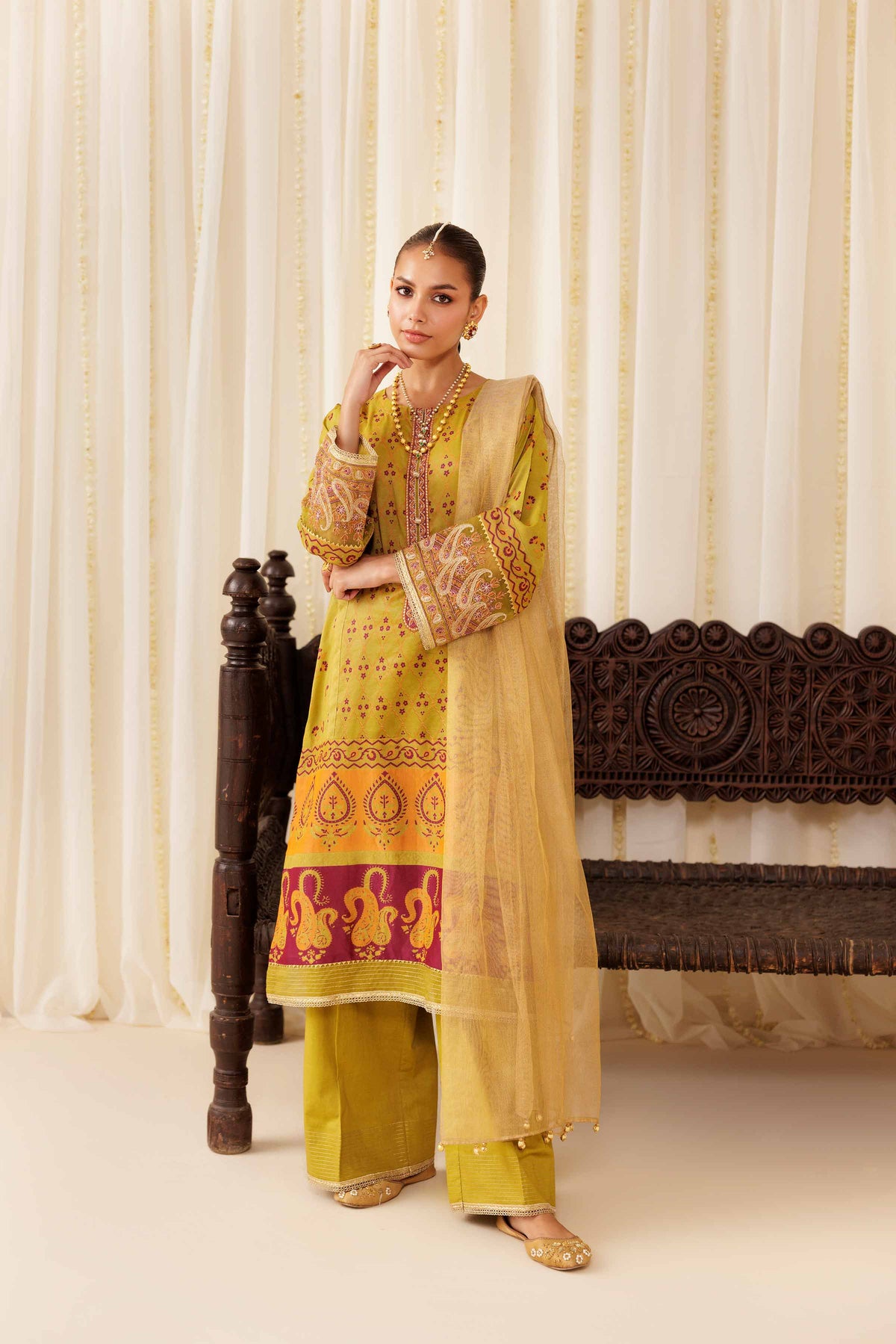 3 Piece - Printed Embroidered Suit - PFE25-40 Green Viscose 3PC Embroidered Nishat Australia