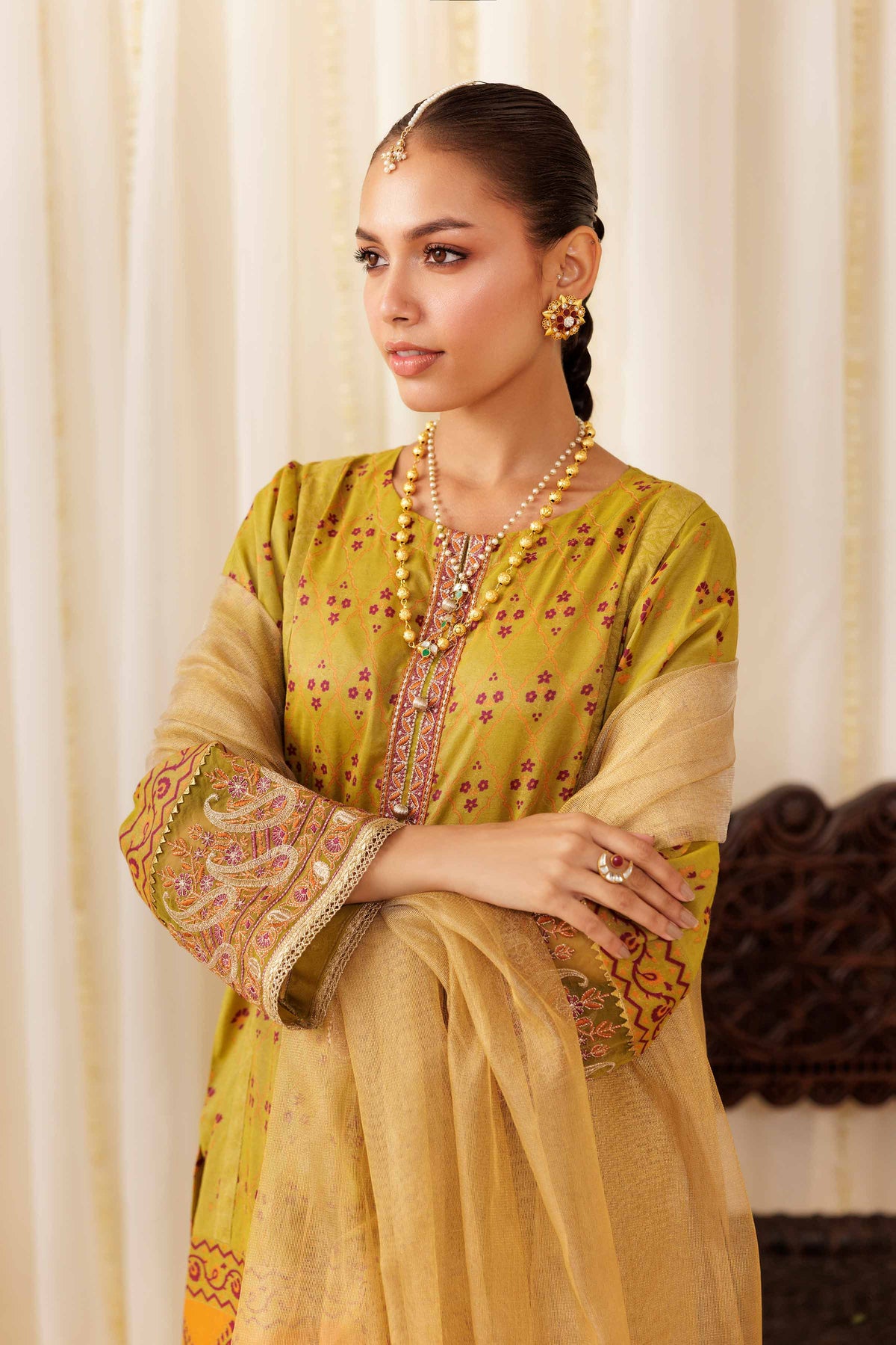 3 Piece - Printed Embroidered Suit - PFE25-40 Green Viscose 3PC Embroidered Nishat Australia