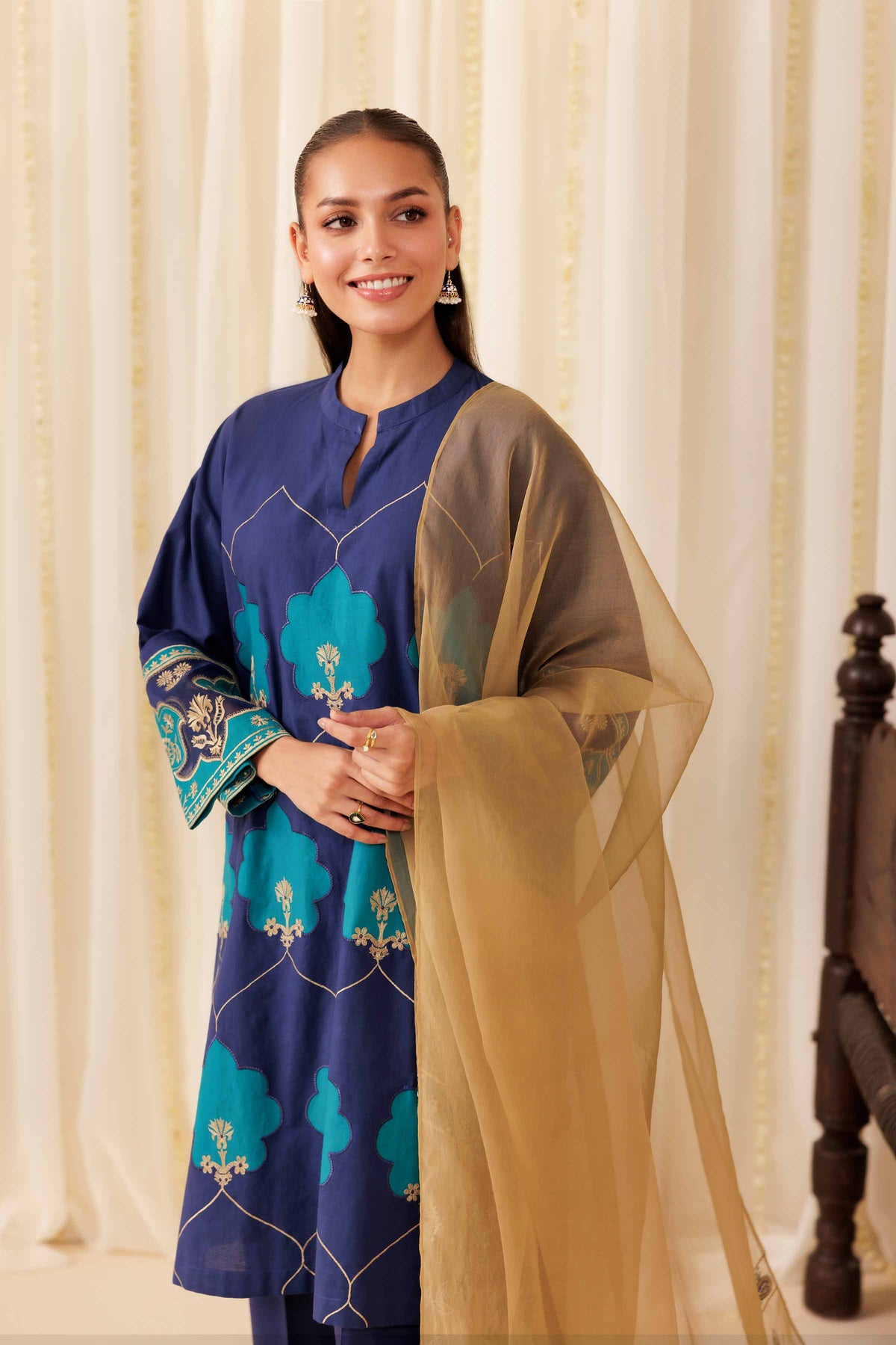 3 Piece - Embroidered Suit - PFE25-42 Blue Cambric 3PC Embroidered Nishat Australia