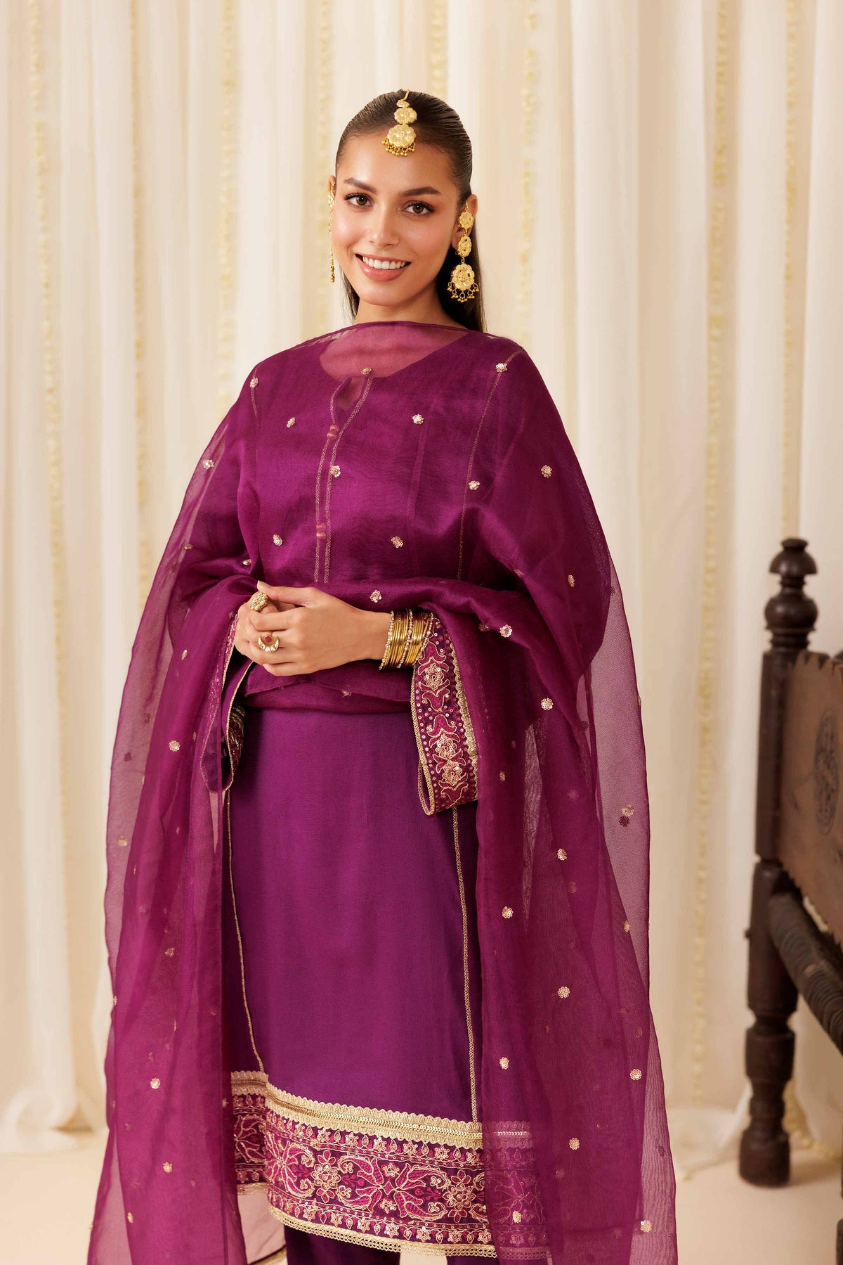 3 Piece - Embroidered Suit - PFE25-54 Purple Cotton 3PC Embroidered Nishat Australia