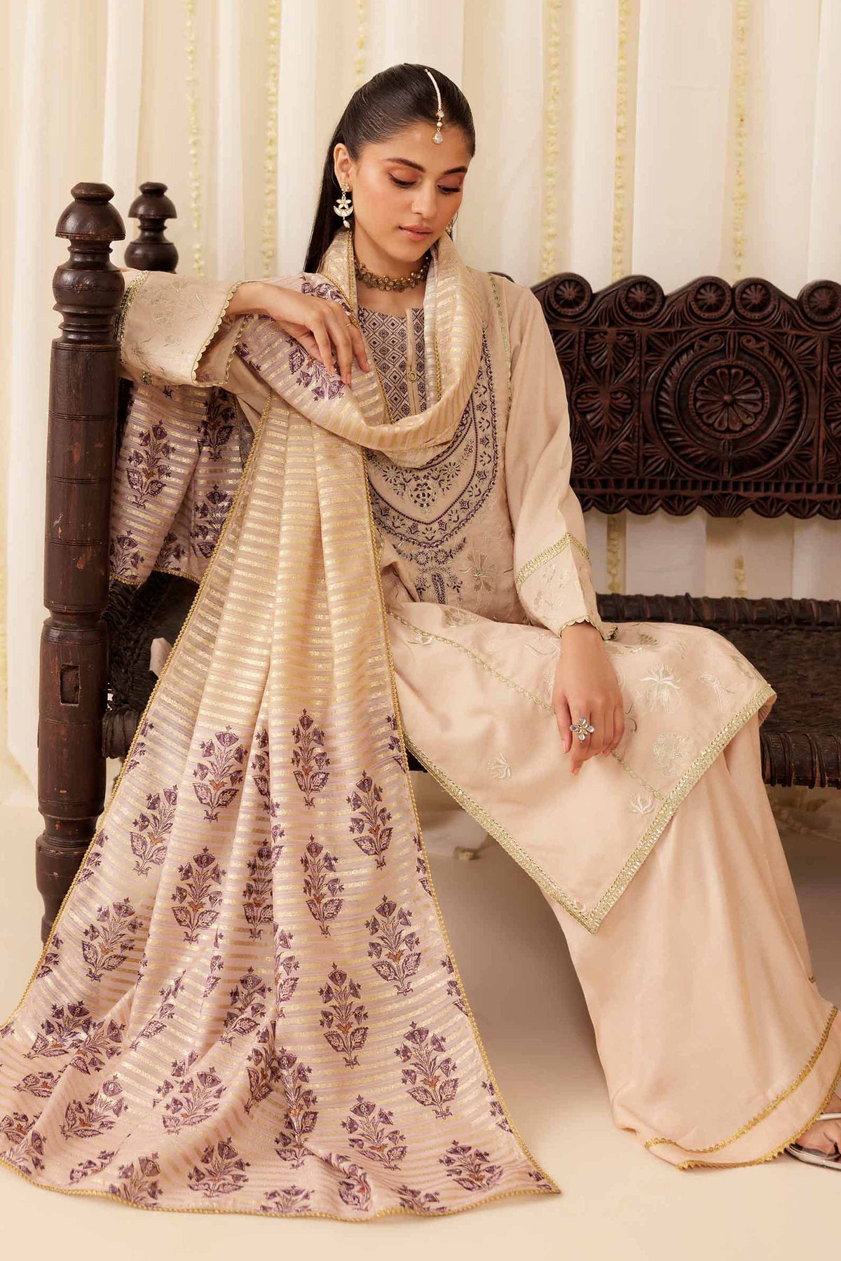 3 Piece - Embroidered Suit - PFE25-58 Pink Cotton 3PC Embroidered Nishat Australia