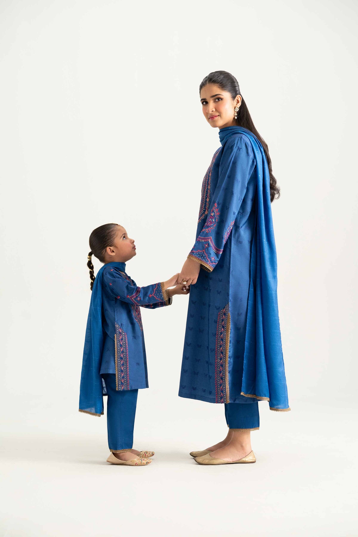 3 Piece - Embroidered Suit - PMD25-16 M Blue Jacquard 3PC Embroidered Nishat Australia