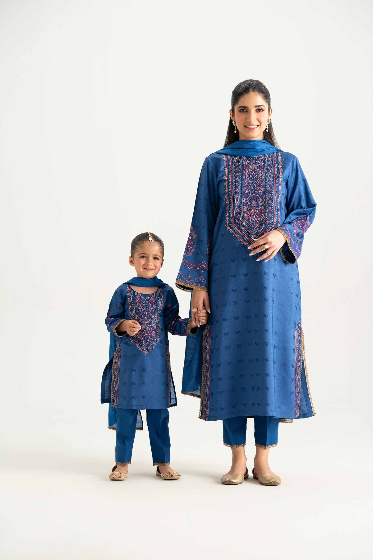 3 Piece - Embroidered Suit - PMD25-16 D Blue Jacquard 3PC Embroidered Nishat Australia