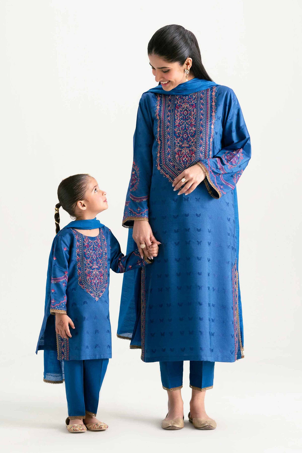 3 Piece - Embroidered Suit - PMD25-16 M Blue Jacquard 3PC Embroidered Nishat Australia