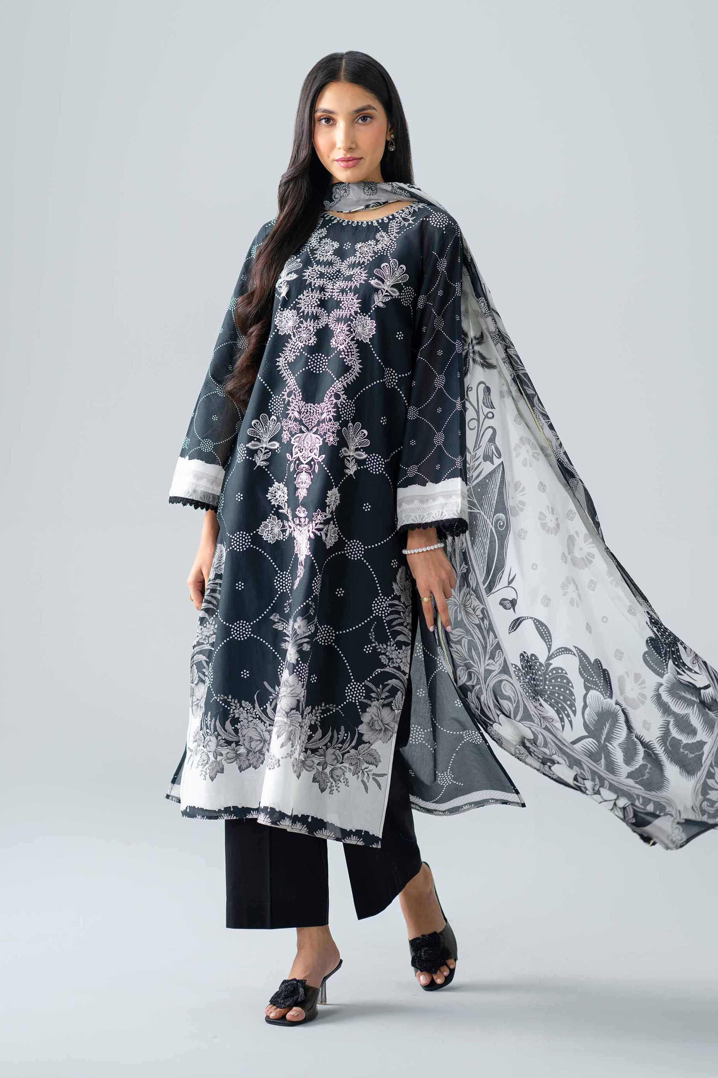 3 Piece - Printed Embroidered Suit - PMS26-05 Black Lawn 3PC Embroidered Nishat Australia