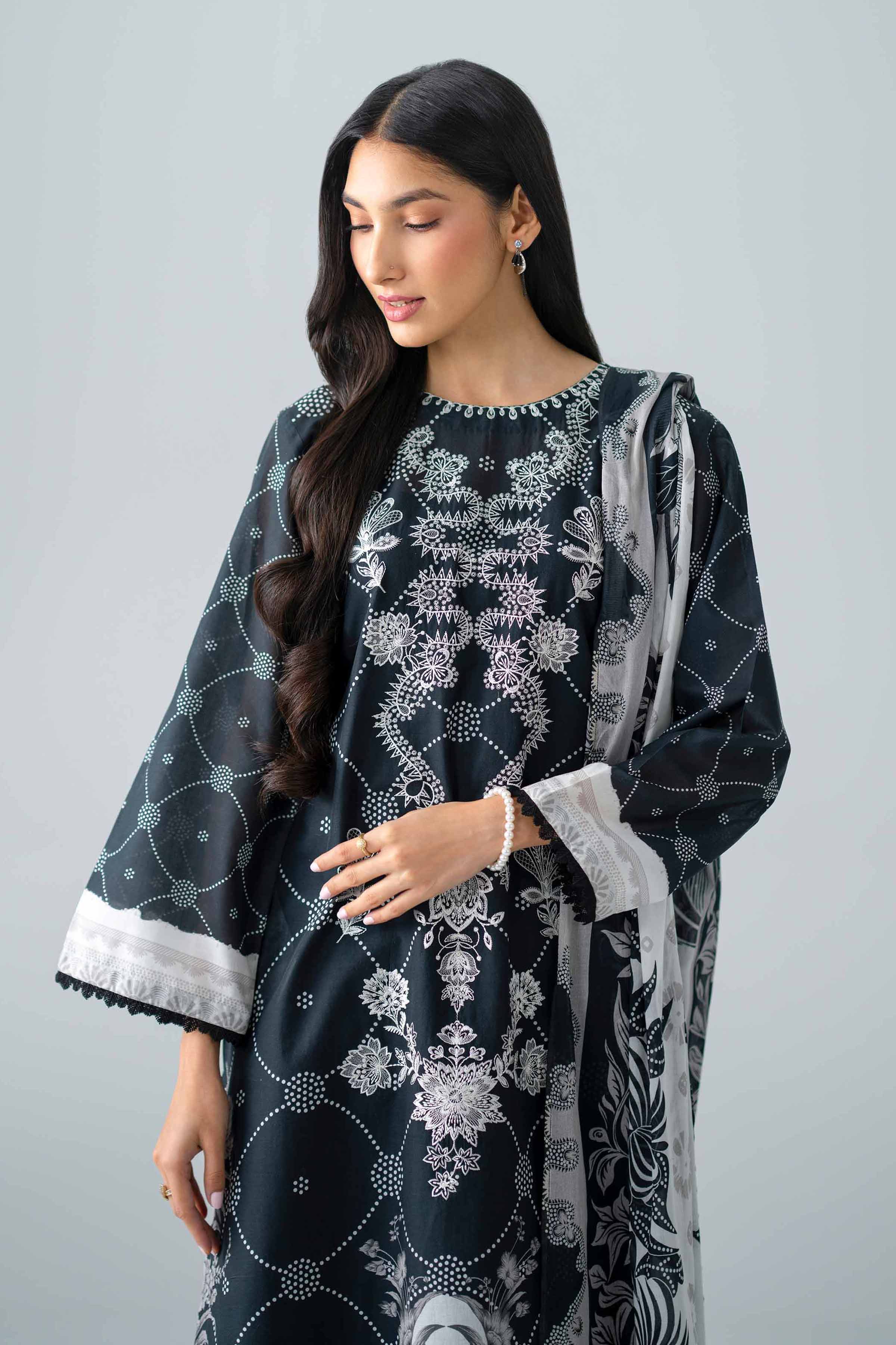3 Piece - Printed Embroidered Suit - PMS26-05 Black Lawn 3PC Embroidered Nishat Australia