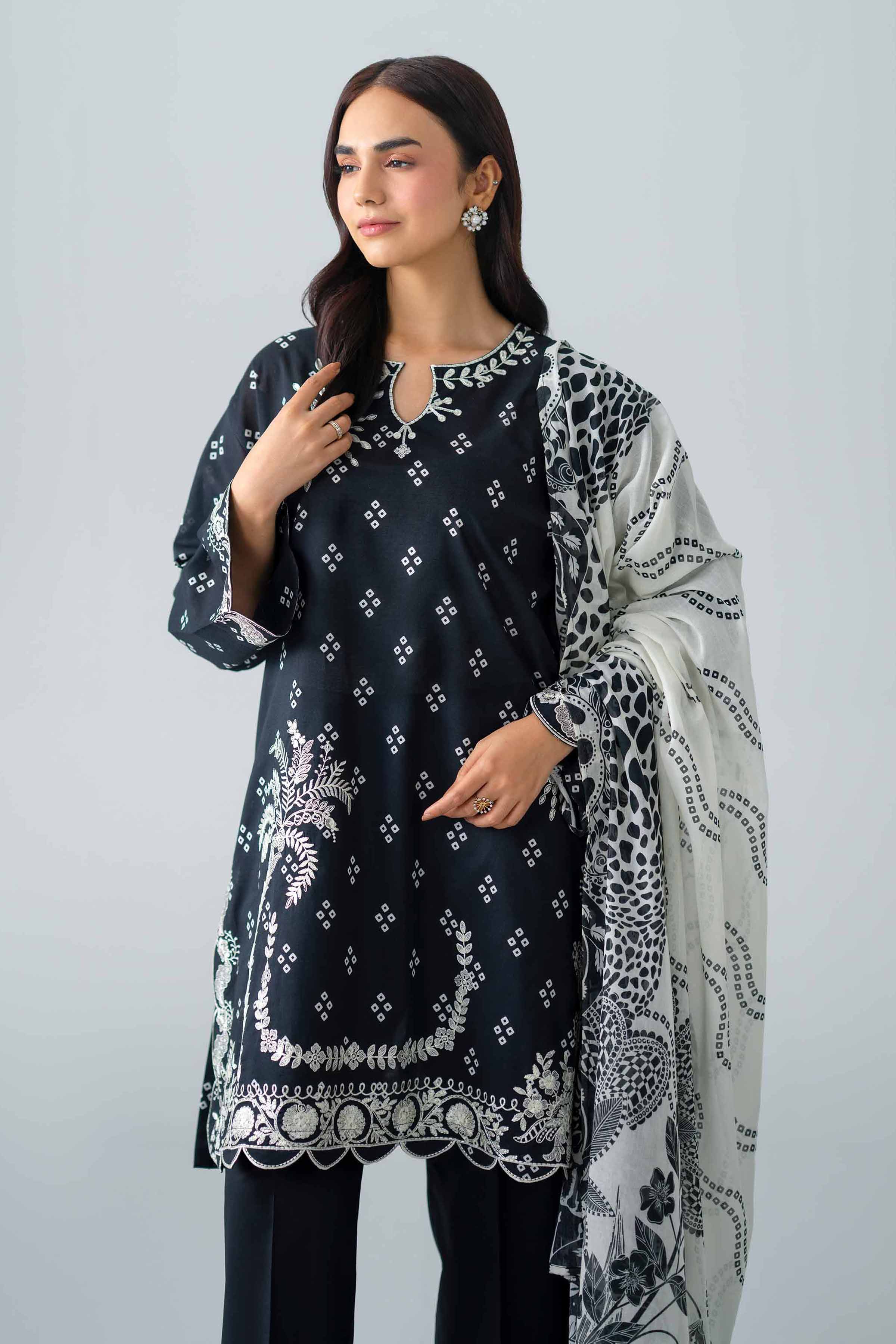 3 Piece - Printed Embroidered Suit - PMS26-06 Black Lawn 3PC Embroidered Nishat Australia