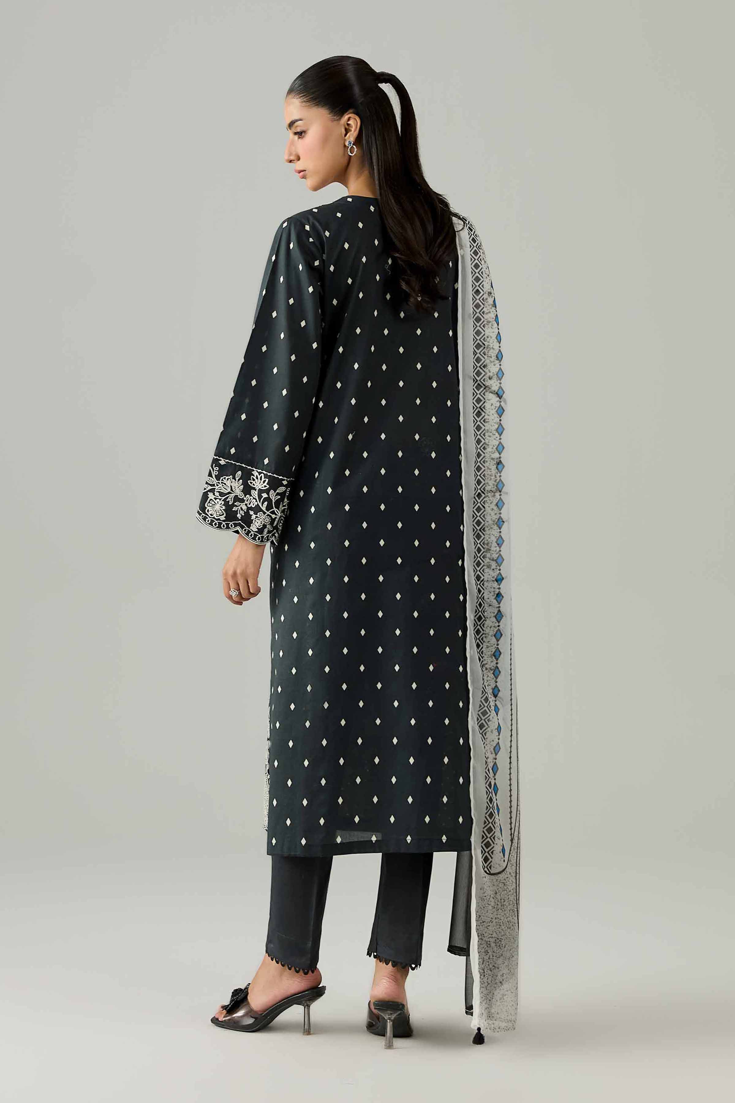 3 Piece - Embroidered Suit - PMS26-08 Black Cambric 3PC Embroidered Nishat Australia