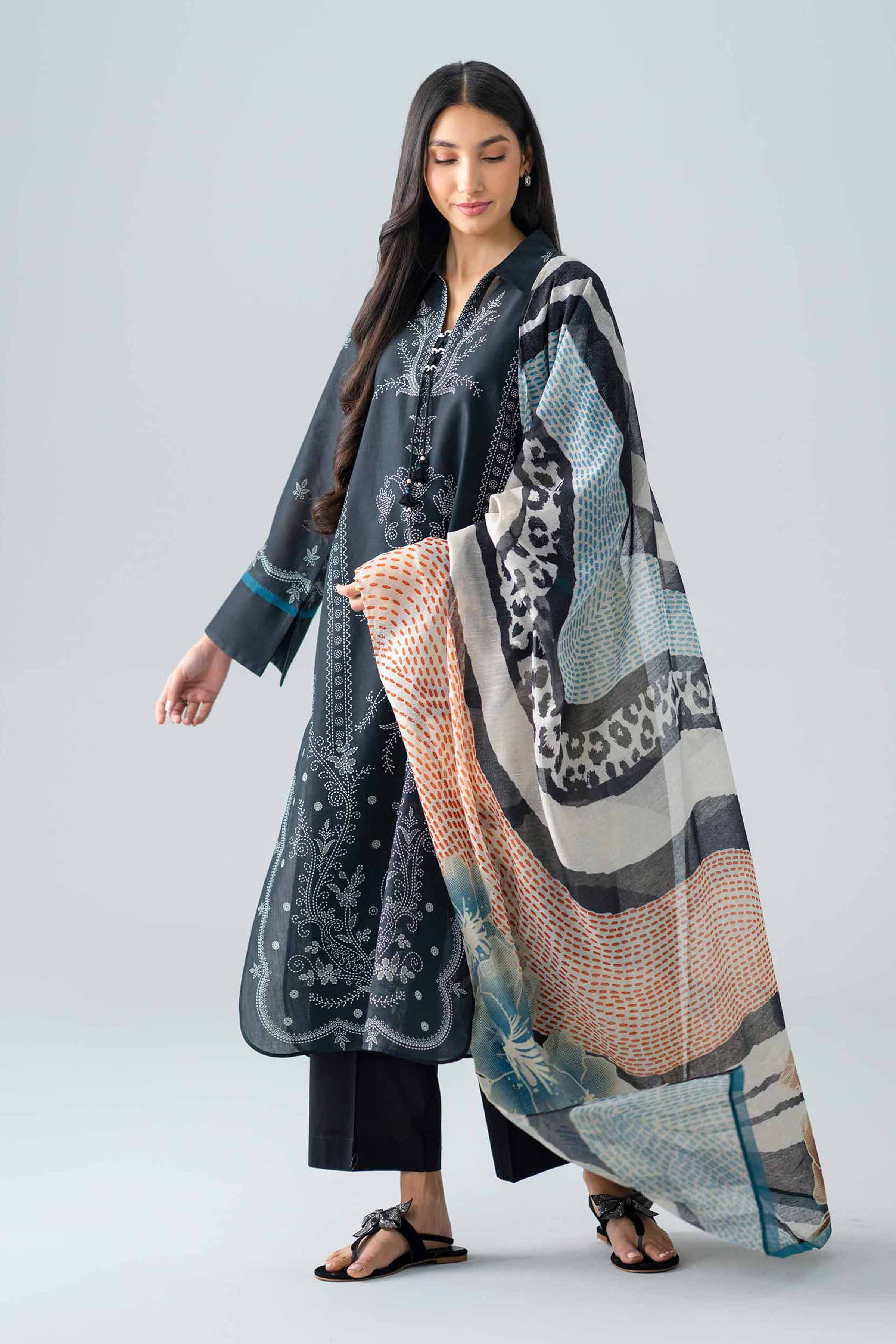 2 Piece - Printed Suit - PMS26-17 Black Lawn 2PC Printed Nishat Australia