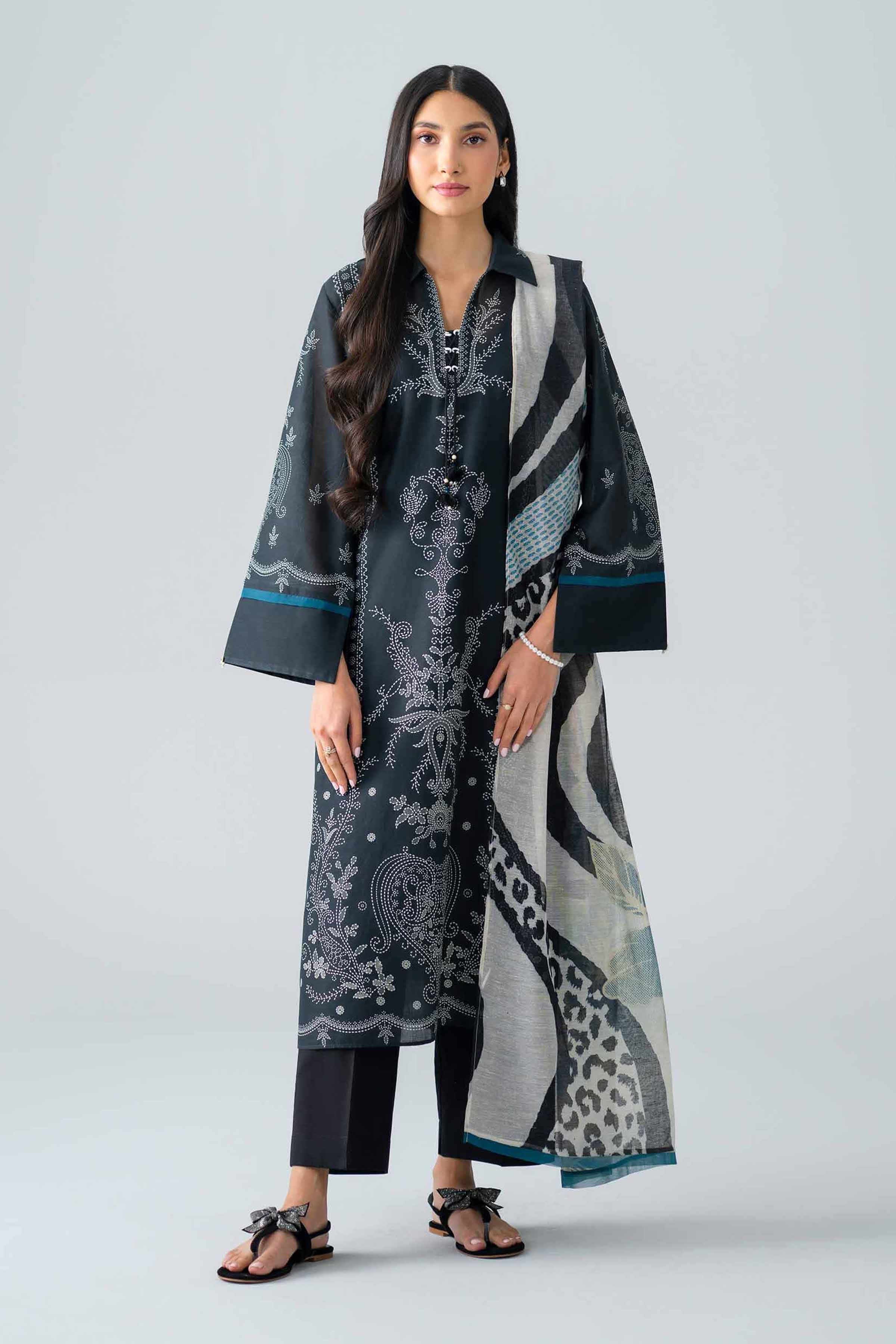 2 Piece - Printed Suit - PMS26-17 Black Lawn 2PC Printed Nishat Australia